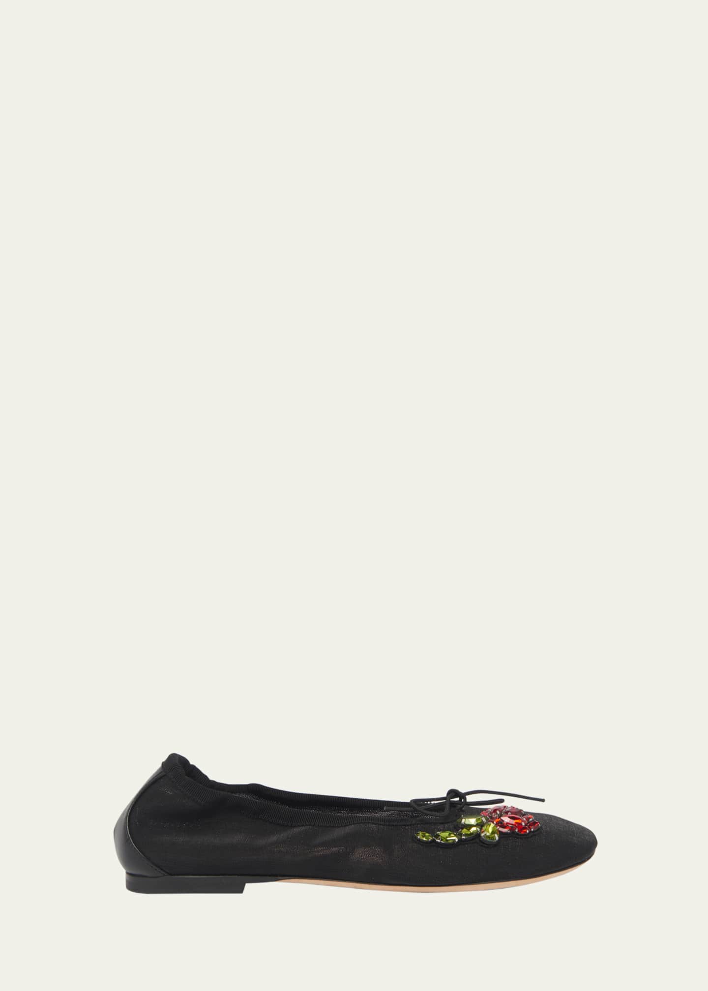Simone Rocha Embellished Mesh Ballerina Flats Image 1 of 6