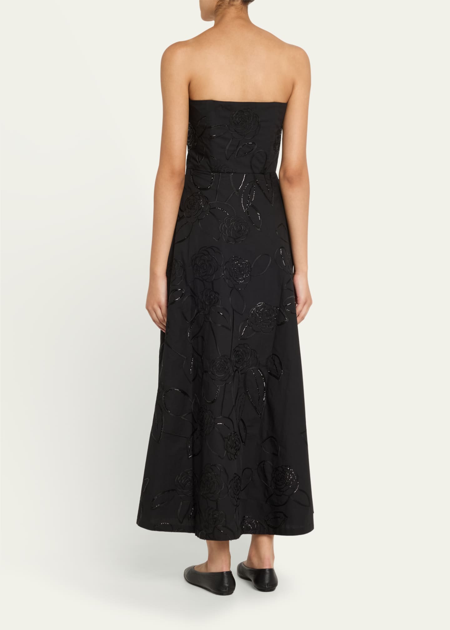 BERNADETTE Odette Strapless Camelia Sequined Midi Dress Image 3 of 5