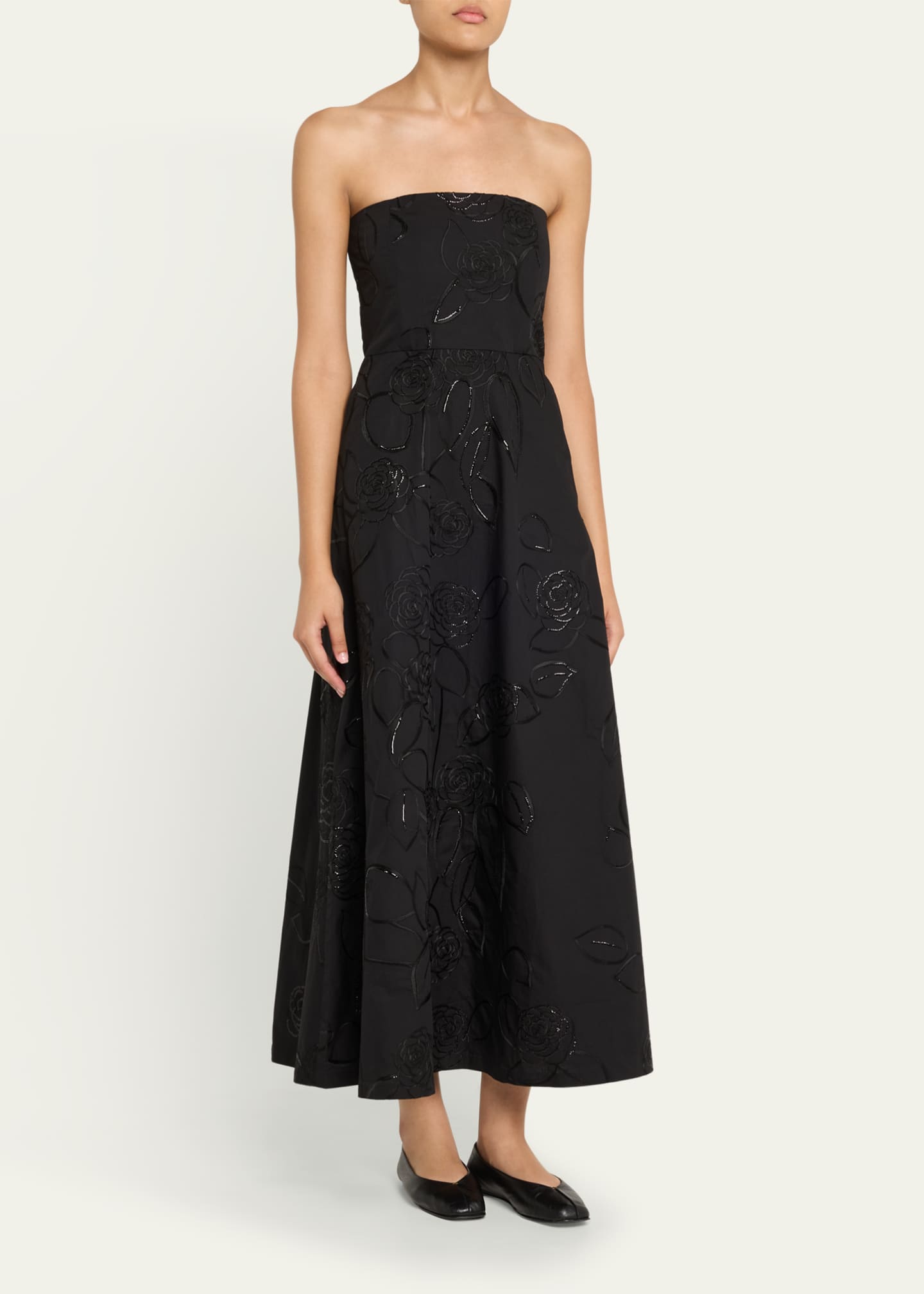 BERNADETTE Odette Strapless Camelia Sequined Midi Dress Image 4 of 5