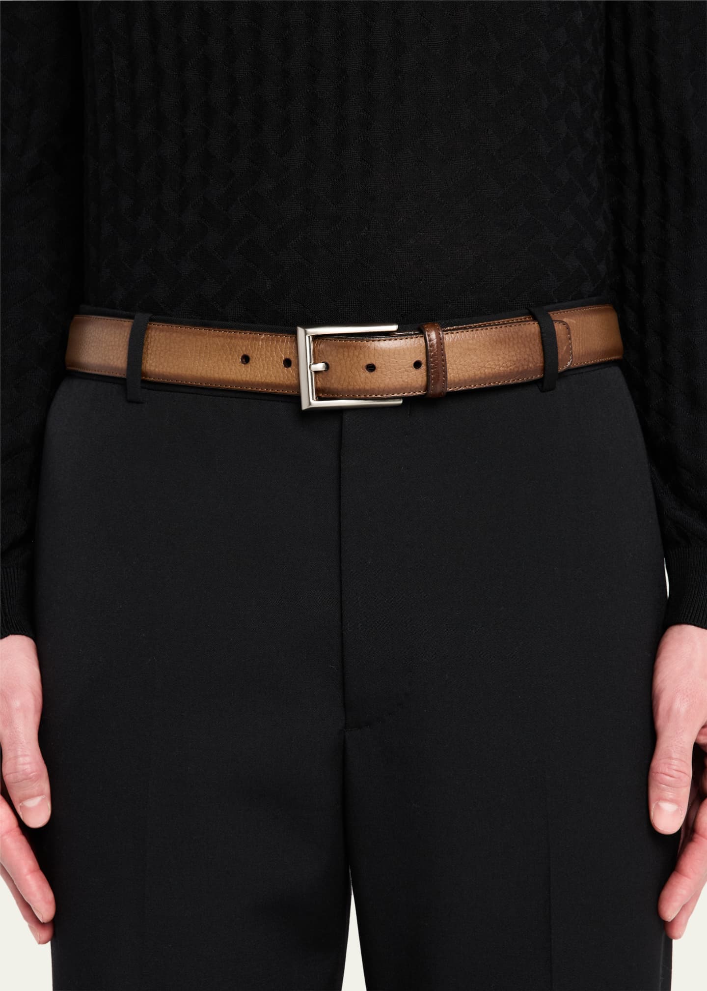 Magnanni Men's Rocas Burnished Leather Belt Image 2 of 2