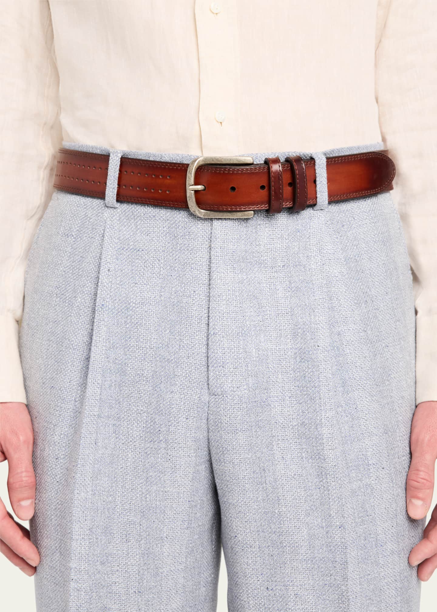 Magnanni Men's Wayne Perforated Leather Belt Image 2 of 2