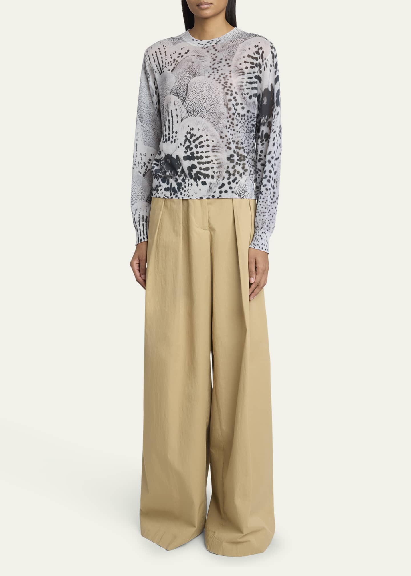 Dries Van Noten Tilly Orchid-Print Crewneck Sweater Image 2 of 5