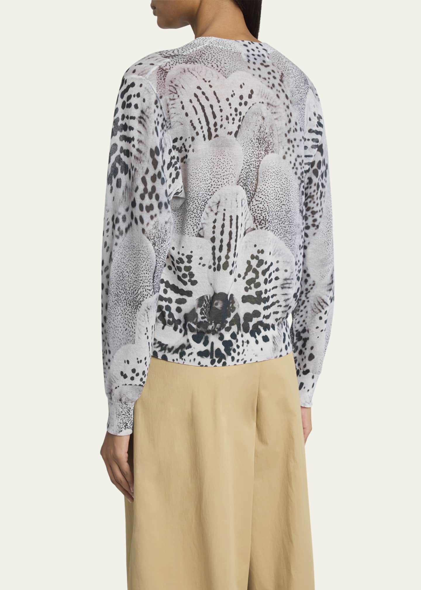 Dries Van Noten Tilly Orchid-Print Crewneck Sweater Image 3 of 5