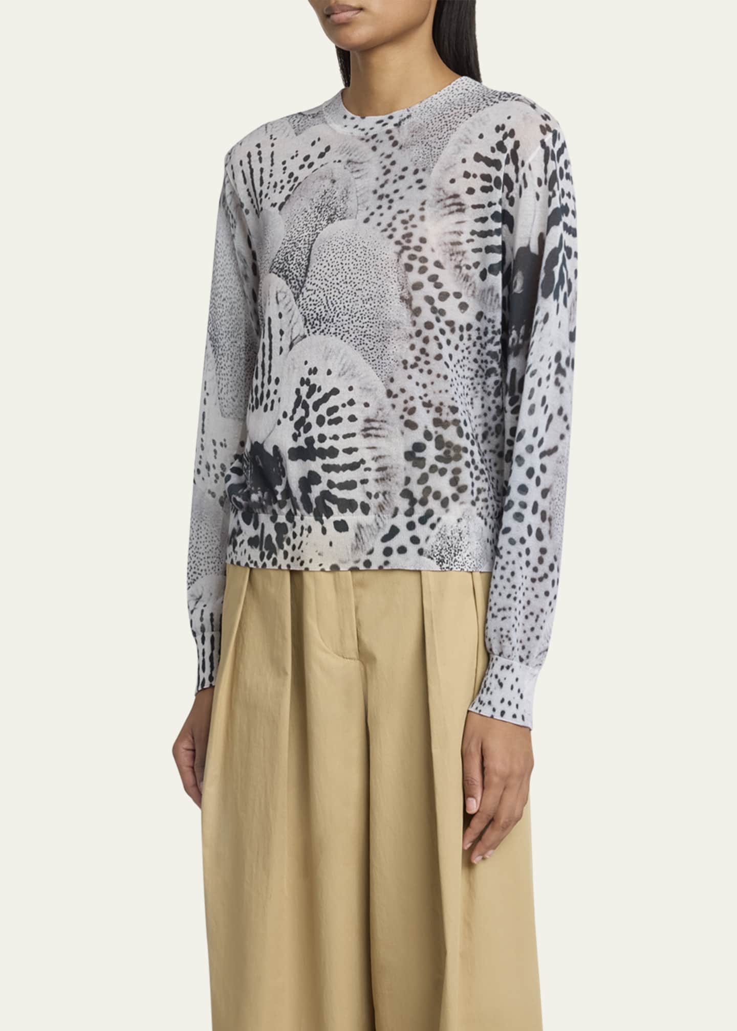 Dries Van Noten Tilly Orchid-Print Crewneck Sweater Image 4 of 5