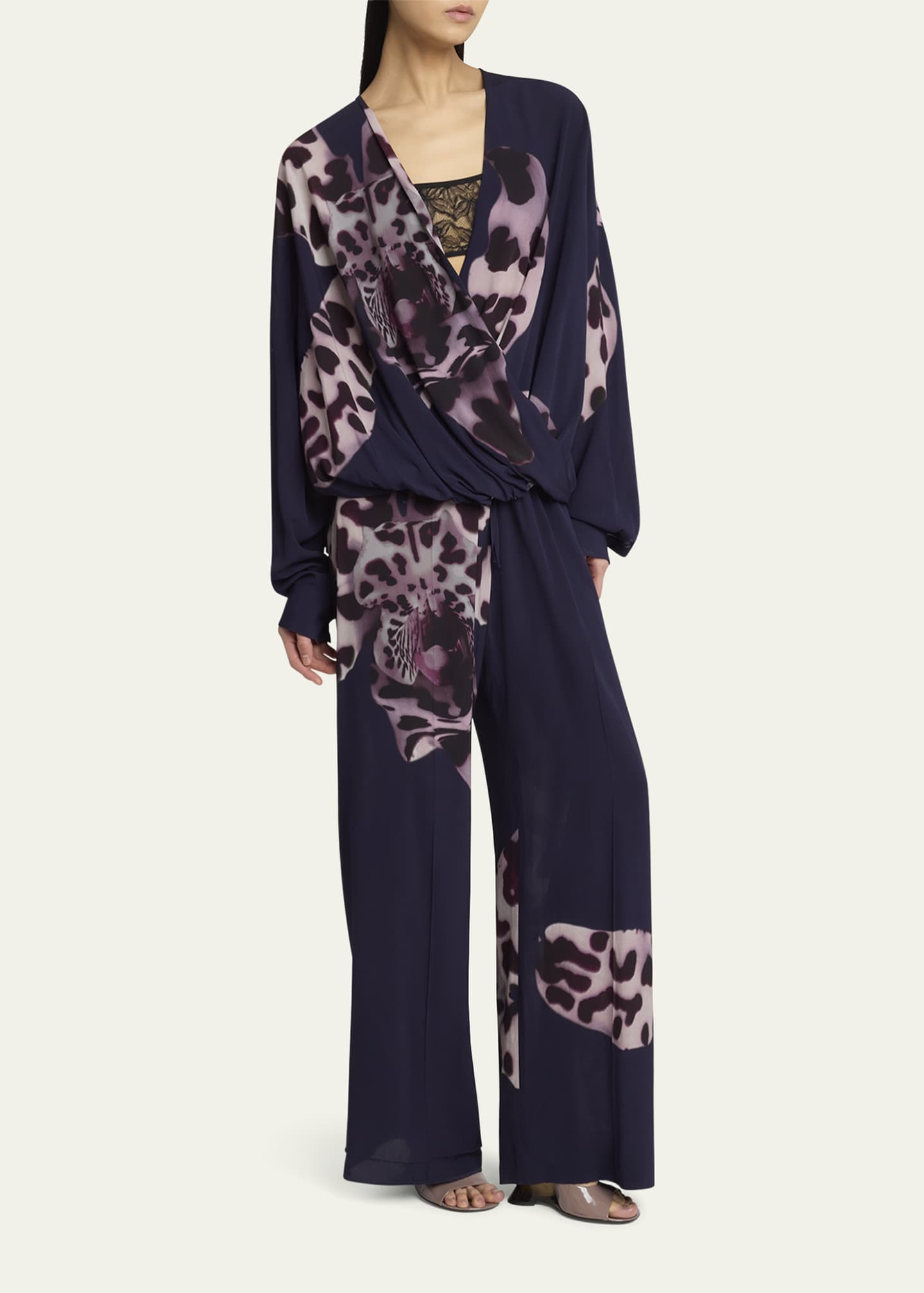 Dries Van Noten Camiel Draped Flower Print Blouse Image 2 of 5