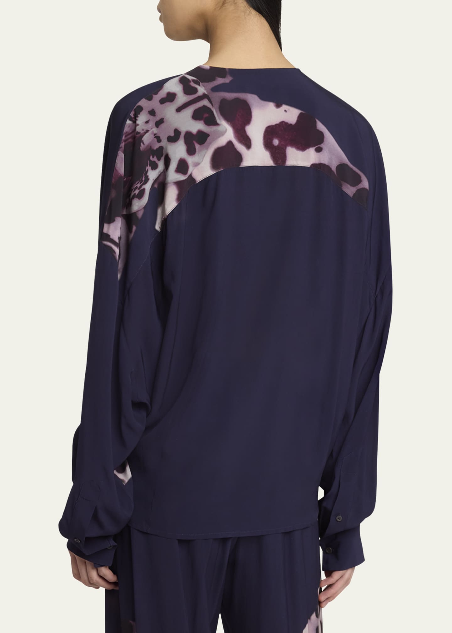 Dries Van Noten Camiel Draped Flower Print Blouse Image 3 of 5