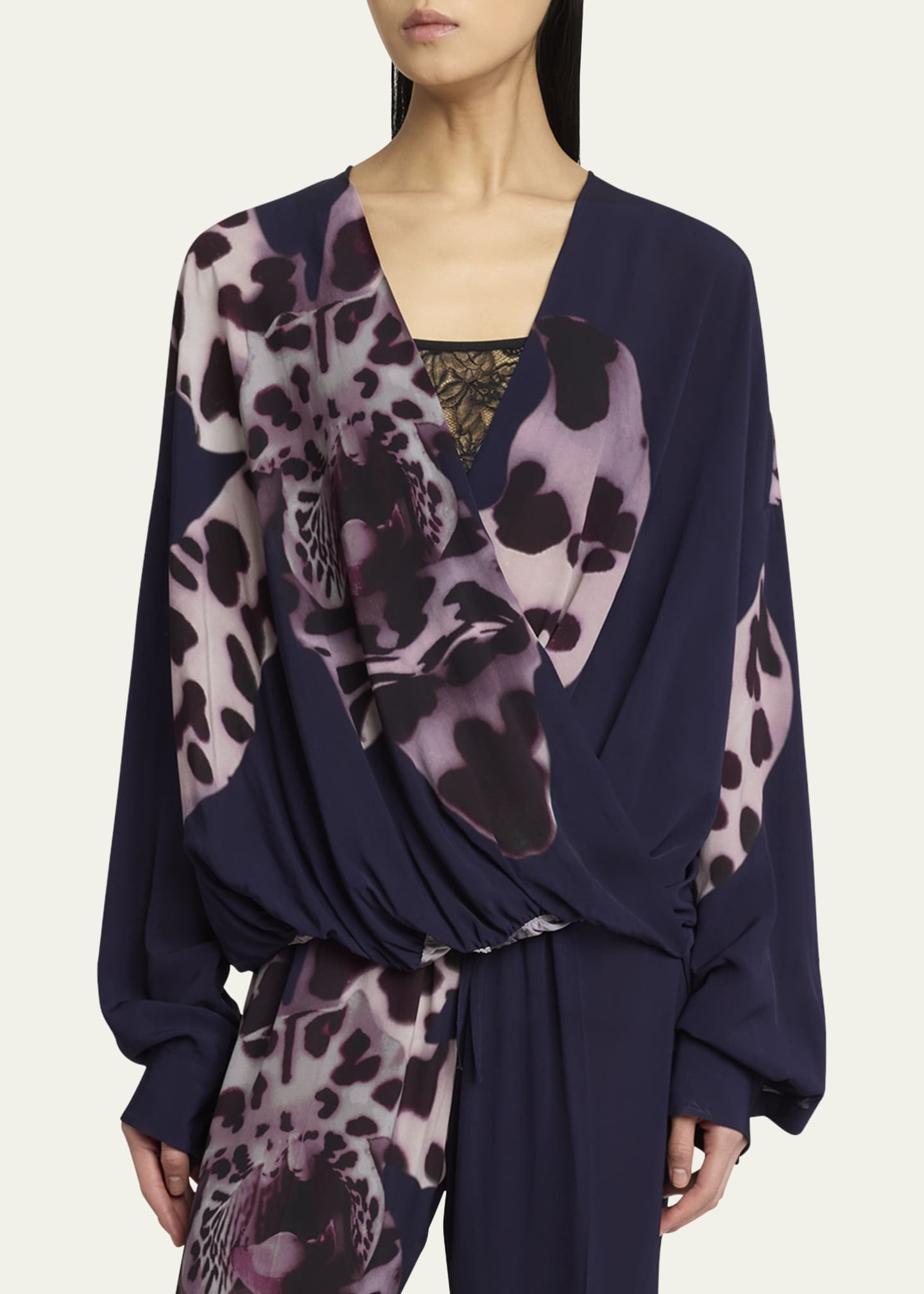 Dries Van Noten Camiel Draped Flower Print Blouse Image 4 of 5