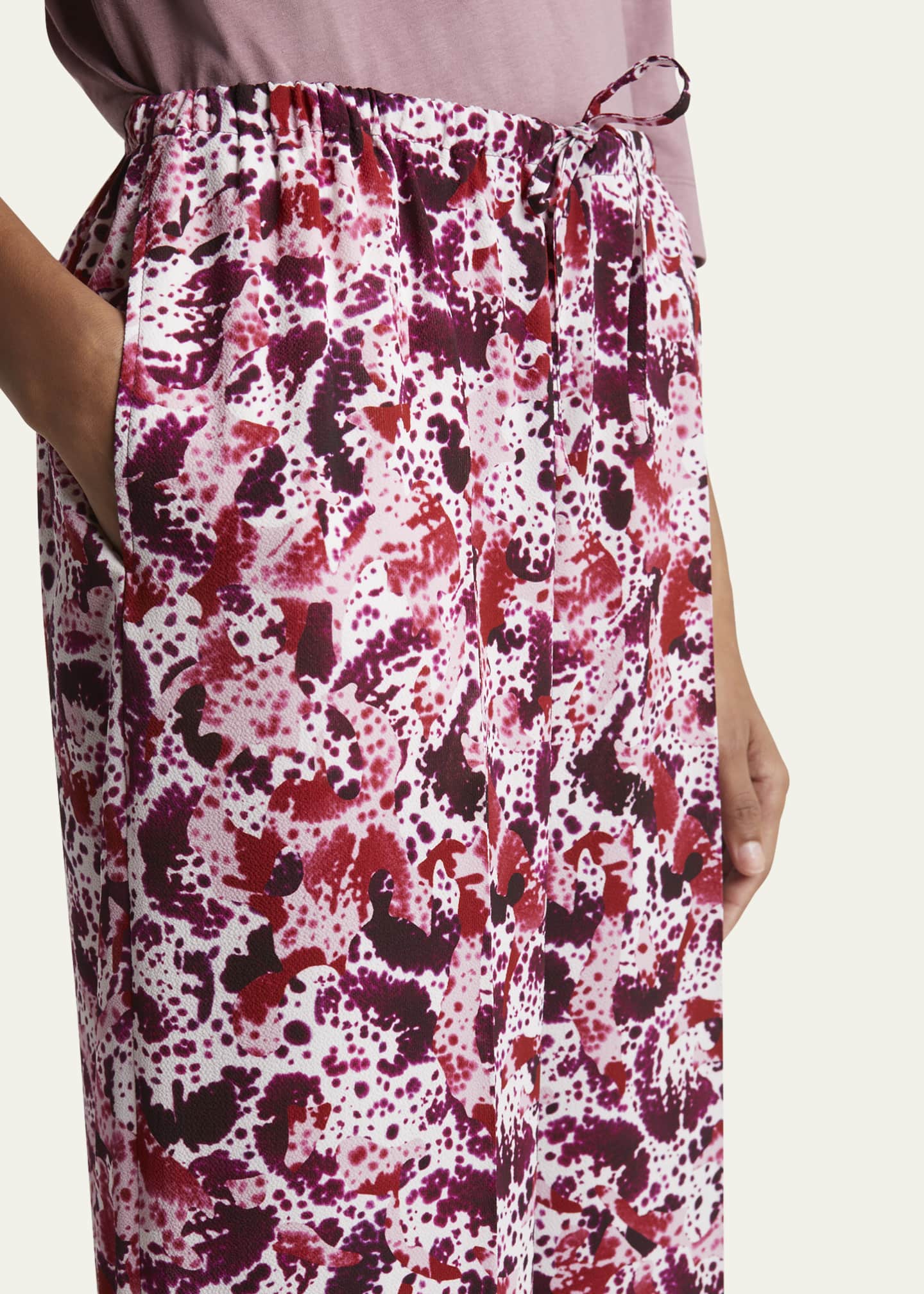 Dries Van Noten Puvis Printed Wide-Leg Drawstring Pants