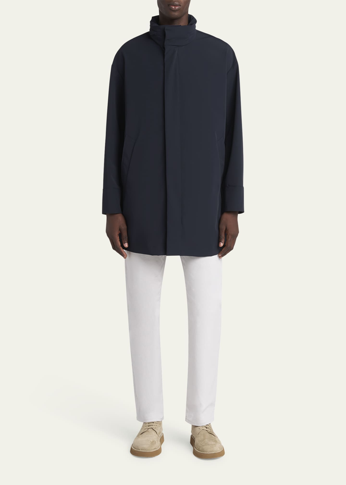 Giorgio Armani Men's Nylon Stretch Caban Coat Image 2 of 5