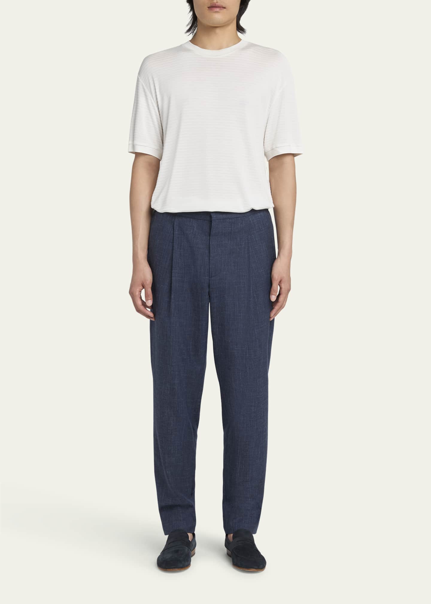 Giorgio Armani Men's Textured Stripe T-Shirt Image 2 of 5
