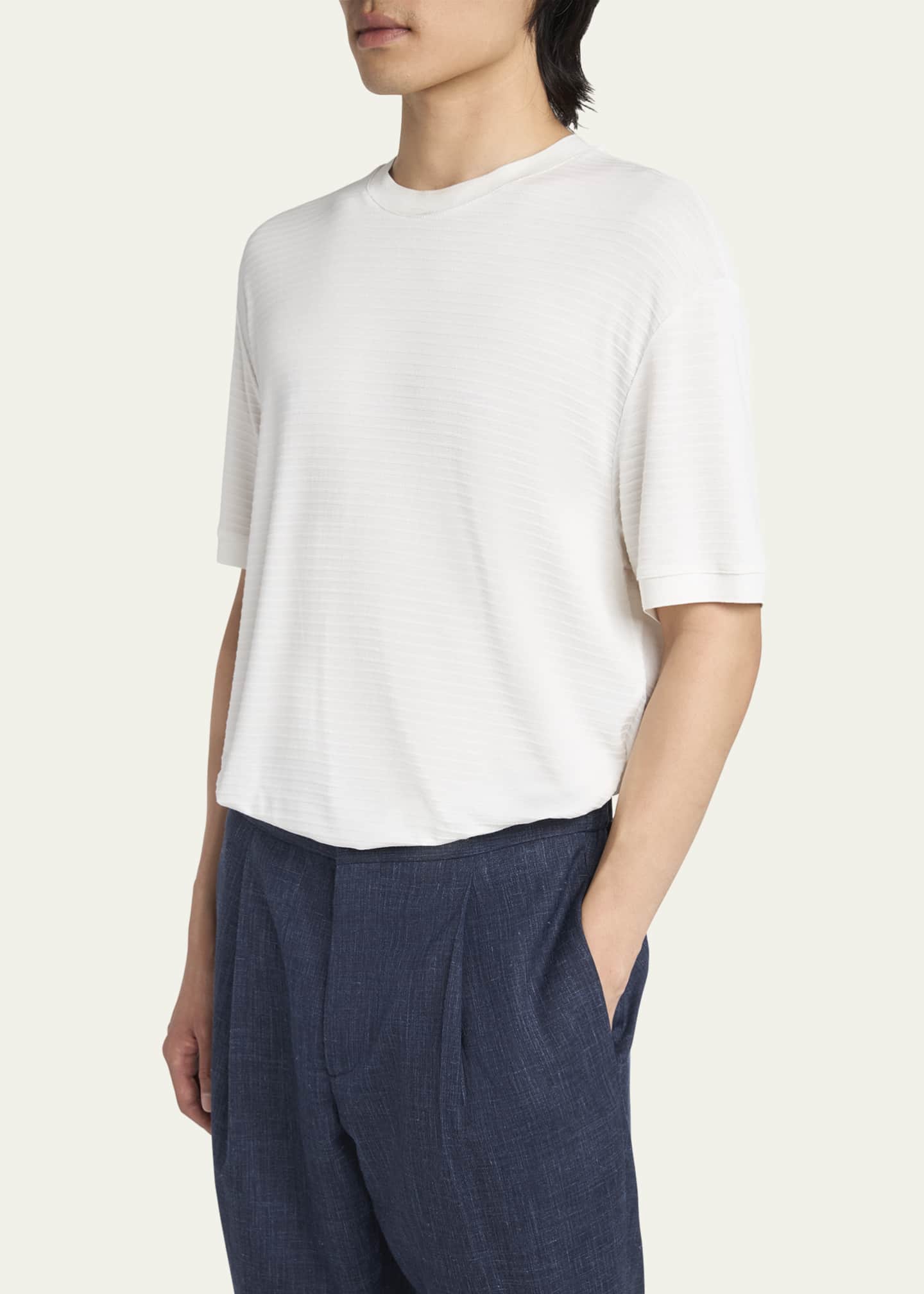 Giorgio Armani Men's Textured Stripe T-Shirt Image 4 of 5