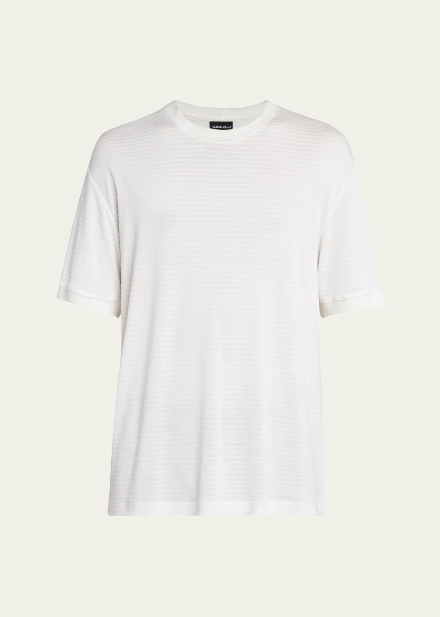 Giorgio Armani Men's Textured Stripe T-Shirt Image 1 of 5