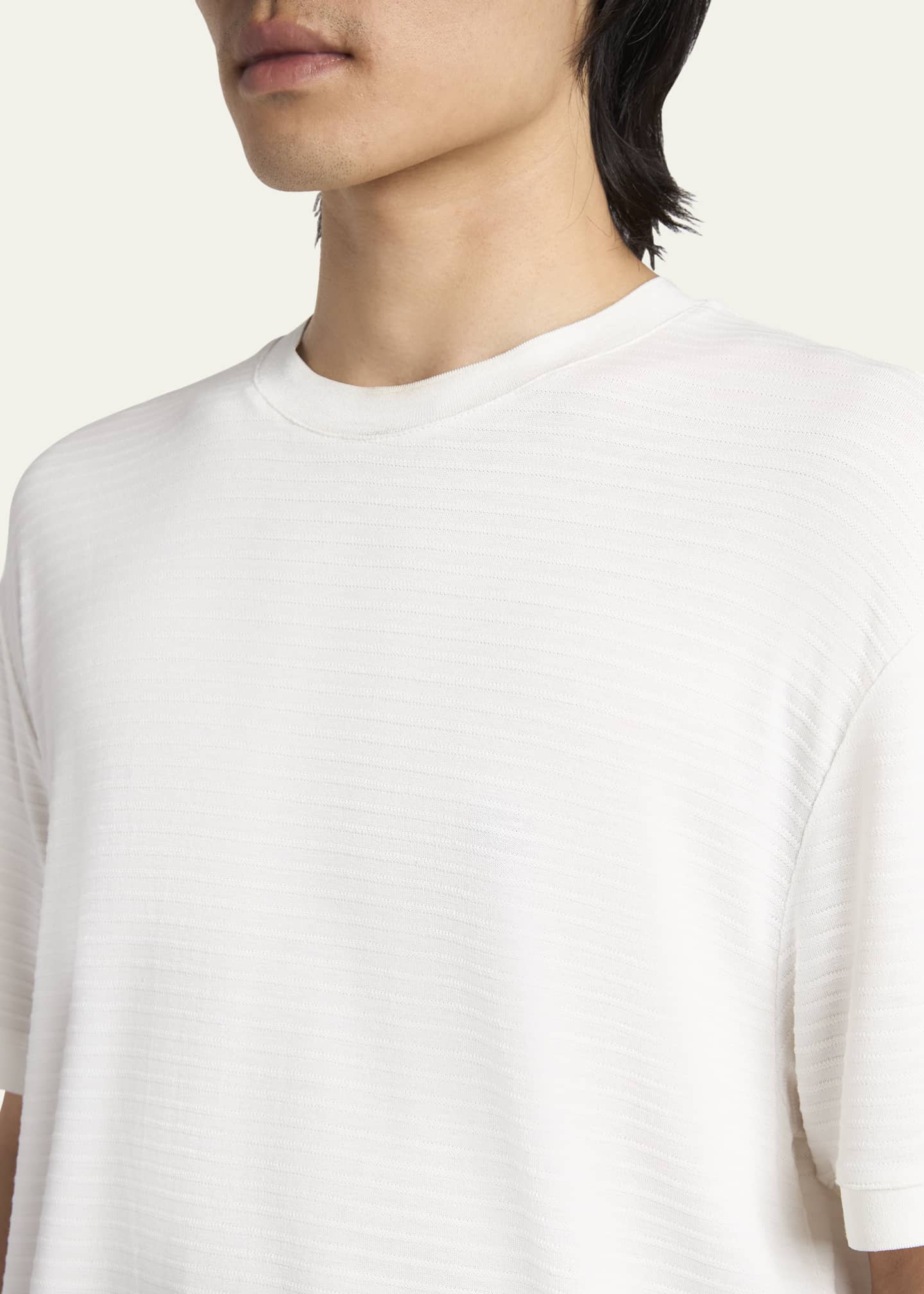 Giorgio Armani Men's Textured Stripe T-Shirt Image 5 of 5