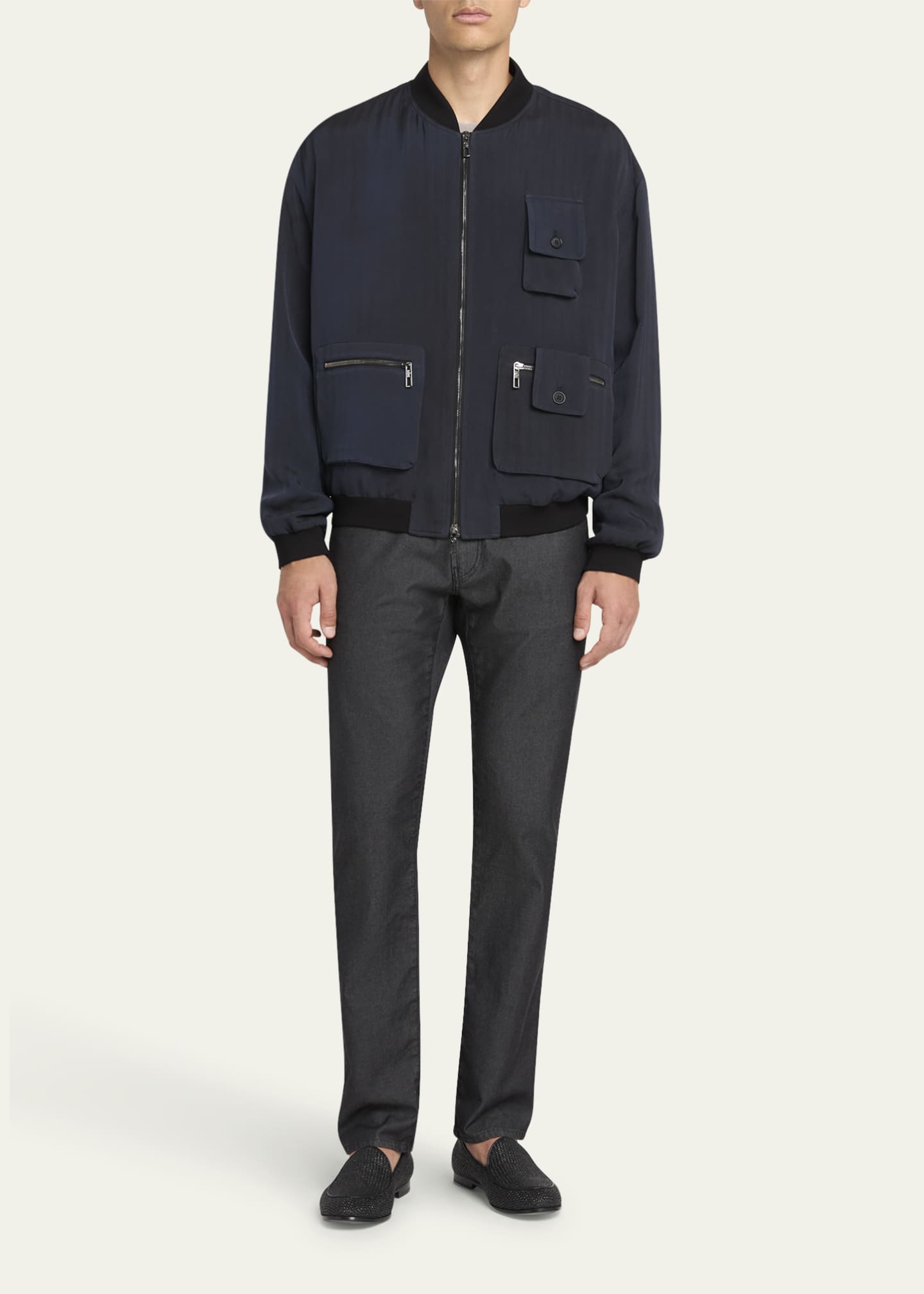 Giorgio Armani Men's Chevron Utility Bomber Jacket Image 2 of 5