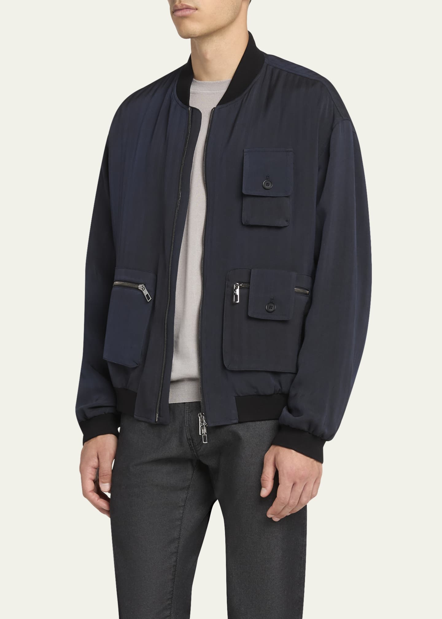 Giorgio Armani Men's Chevron Utility Bomber Jacket Image 4 of 5