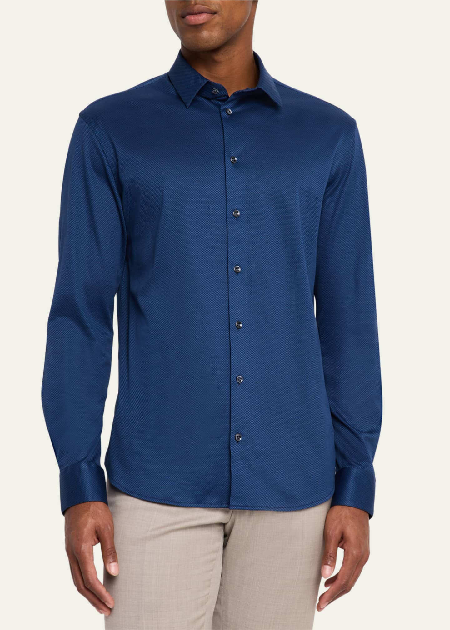 Giorgio Armani Men's Micro-Structure Jersey Sport Shirt Image 4 of 4