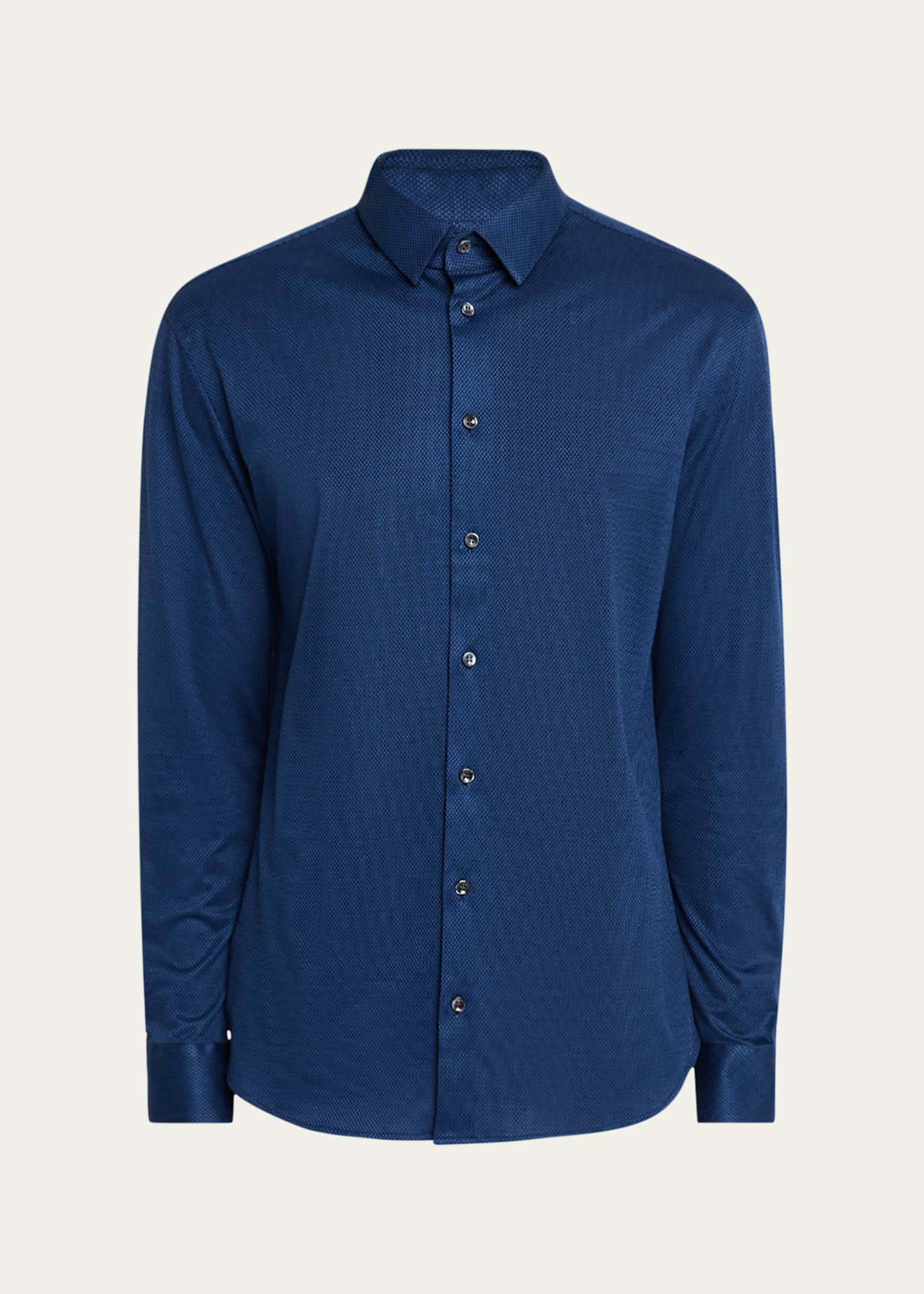 Giorgio Armani Men's Micro-Structure Jersey Sport Shirt Image 1 of 4