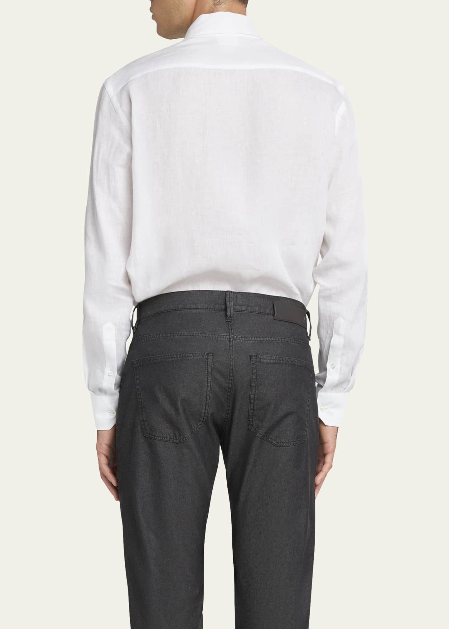 Giorgio Armani Men's Classic Solid Linen Sport Shirt Image 3 of 5