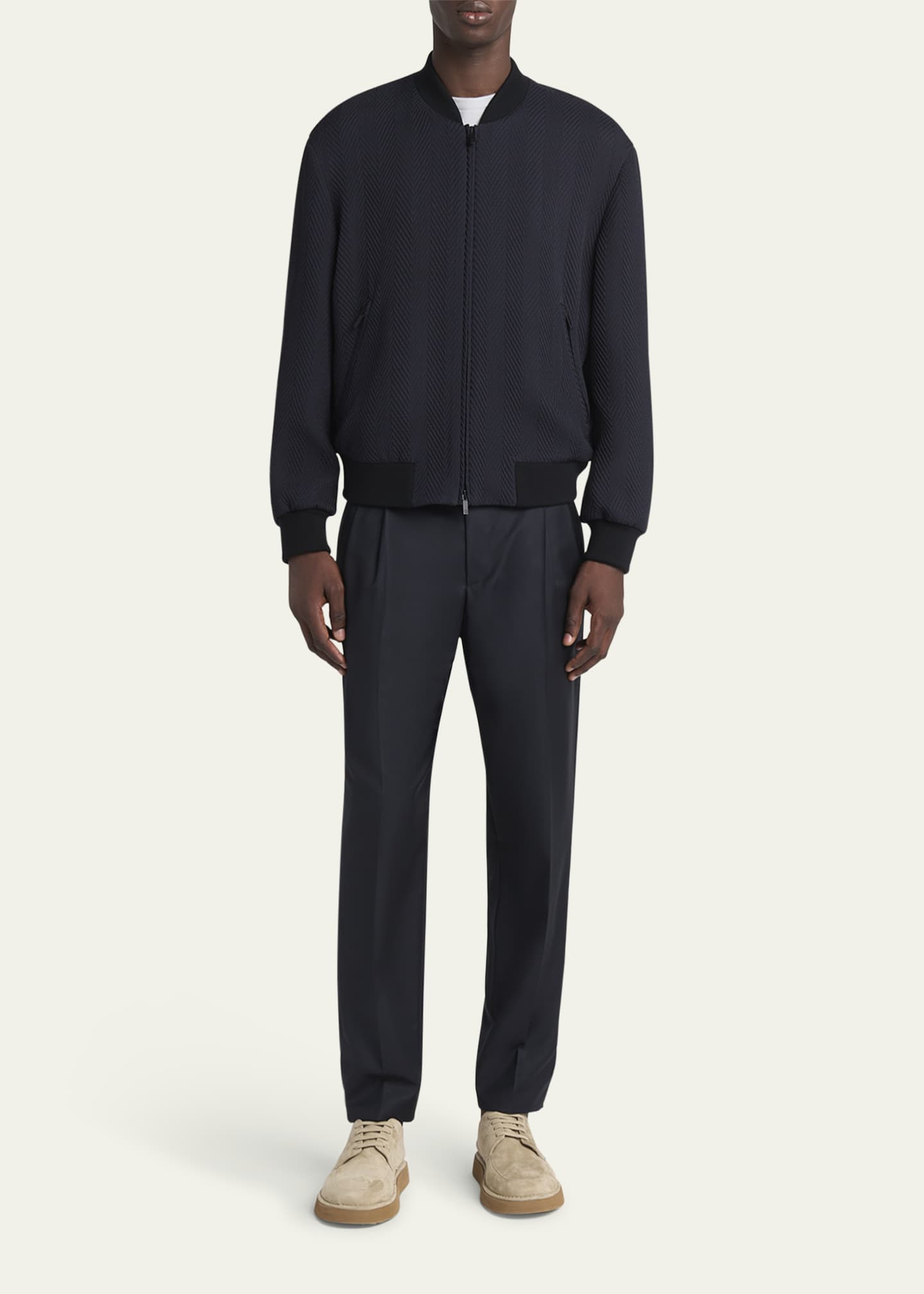 Giorgio Armani Men's Raised Chevron Bomber Jacket Image 2 of 5