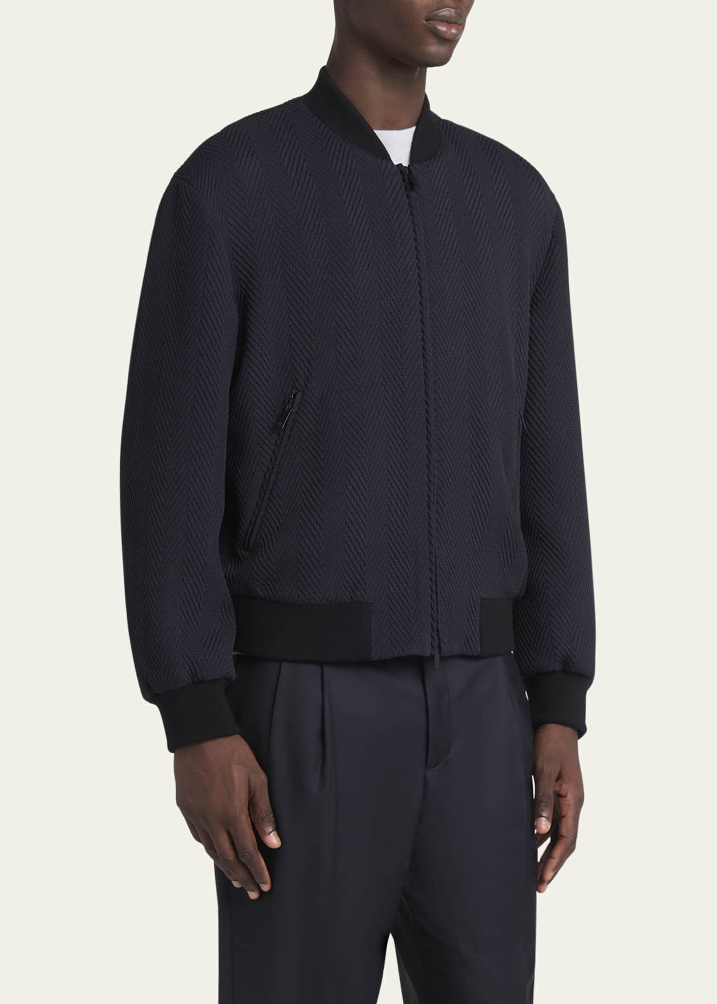 Giorgio Armani Men's Raised Chevron Bomber Jacket Image 4 of 5