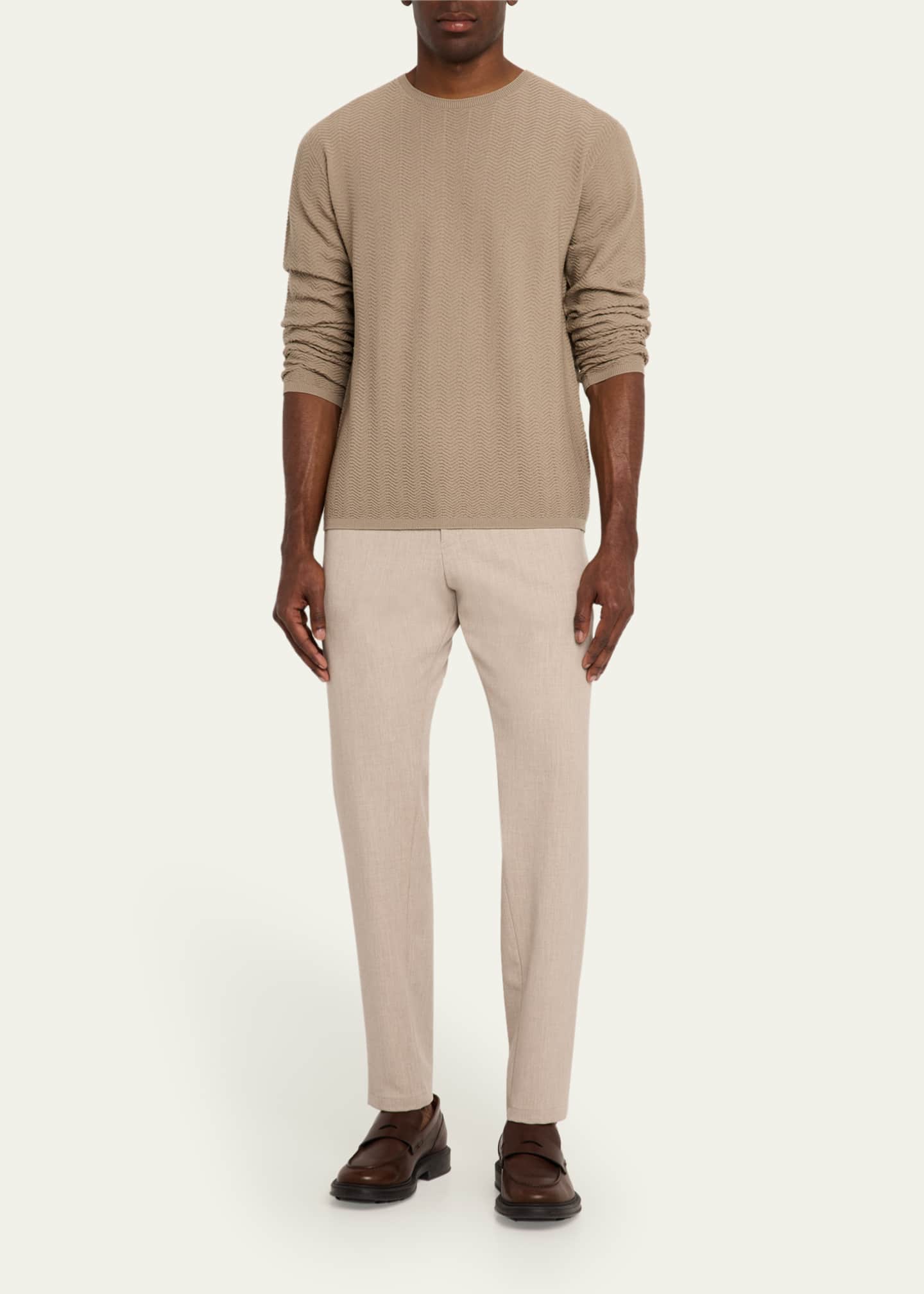 Giorgio Armani Men's Wool Chevron Crewneck Sweater Image 2 of 5