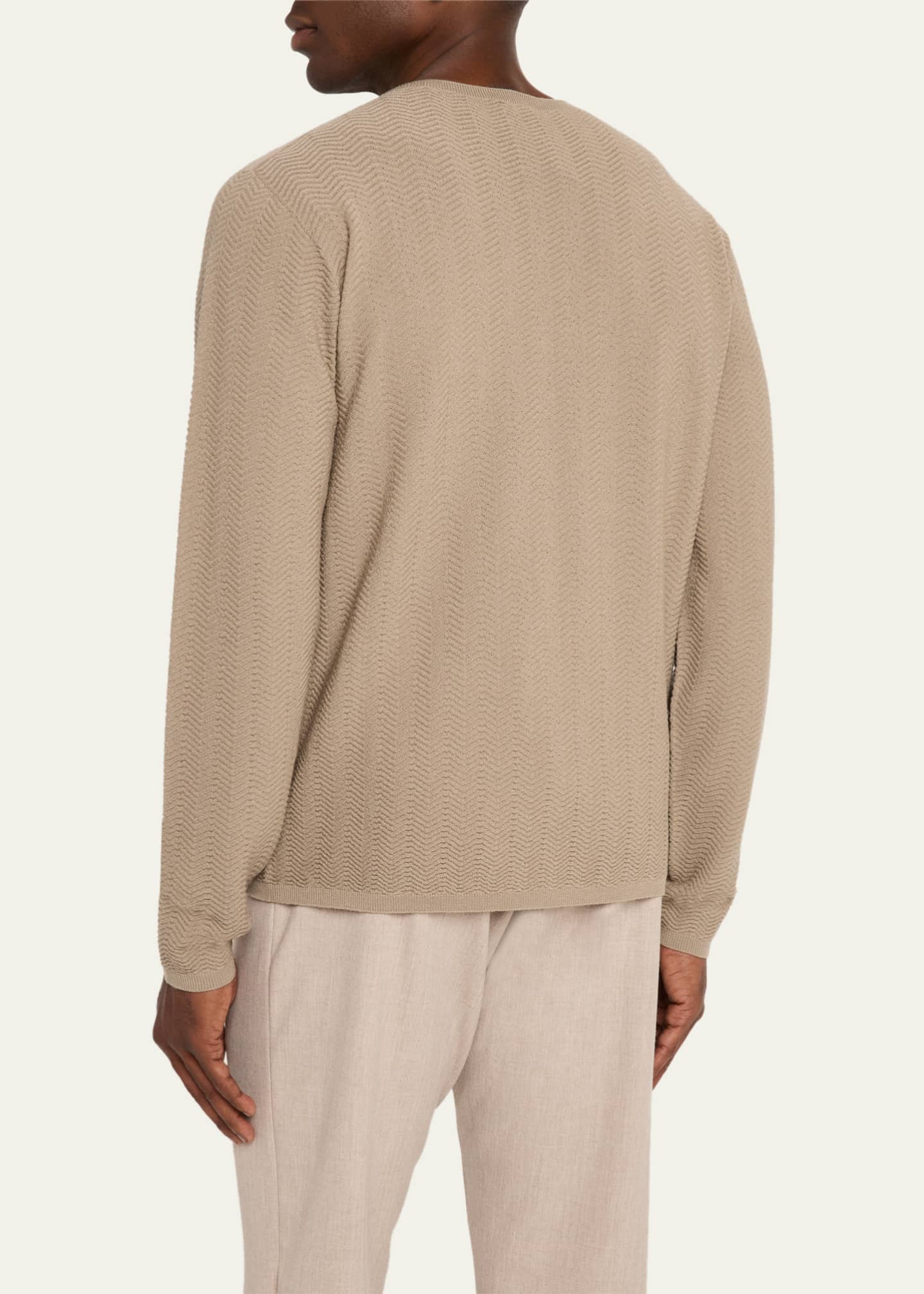 Giorgio Armani Men's Wool Chevron Crewneck Sweater Image 3 of 5