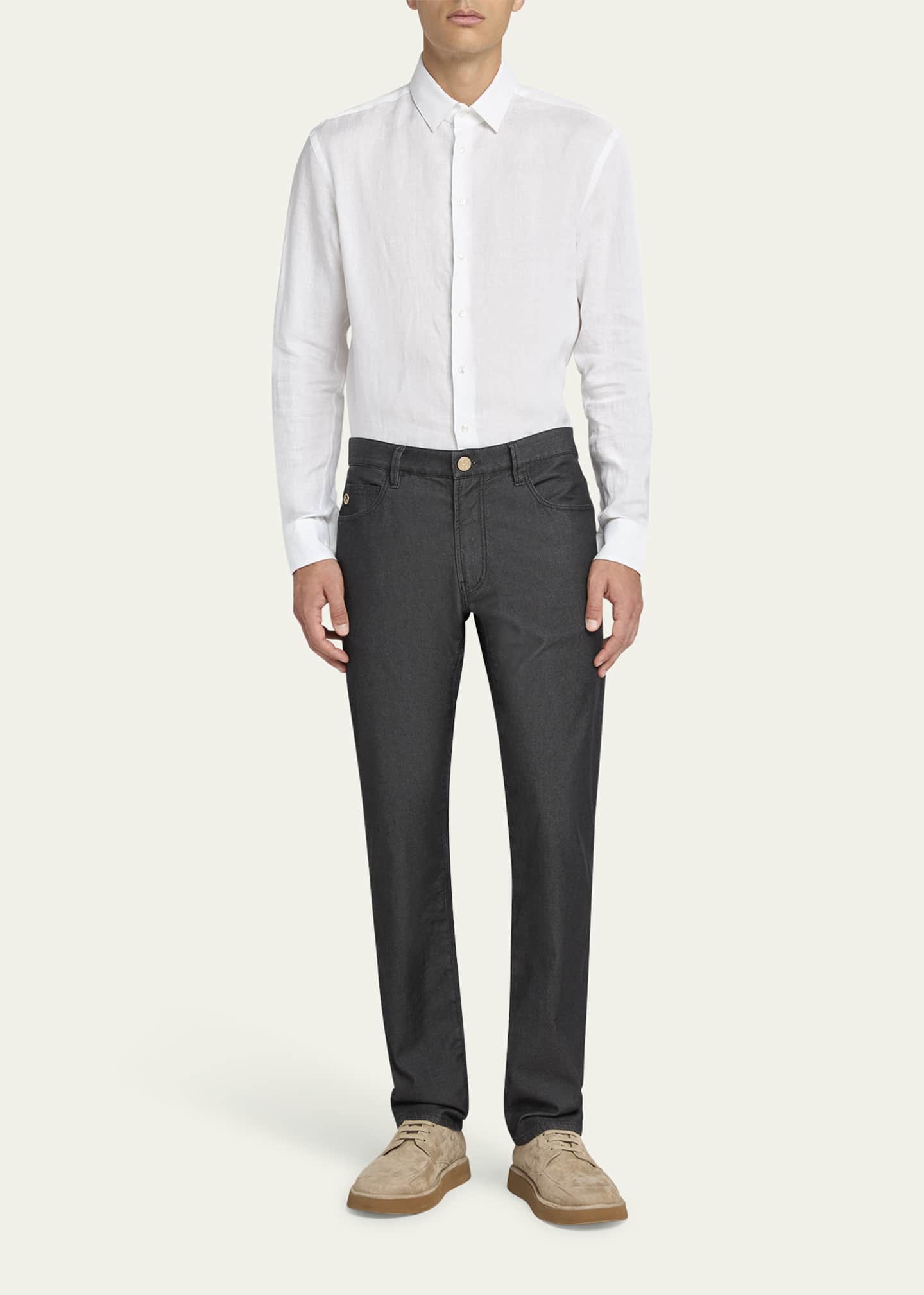 Giorgio Armani Men's Cotton-Silk 5-Pocket Pants Image 2 of 5