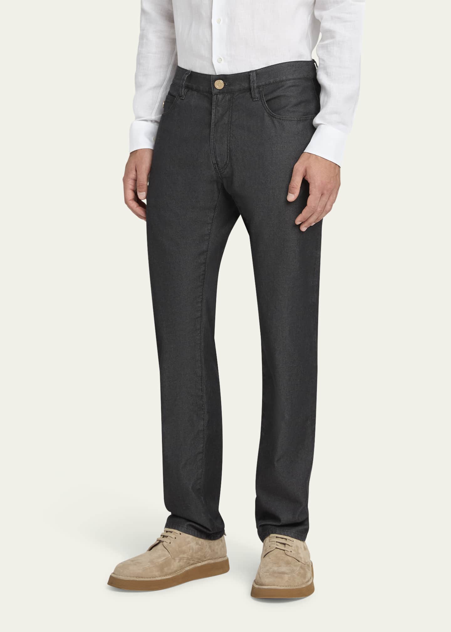 Giorgio Armani Men's Cotton-Silk 5-Pocket Pants Image 4 of 5