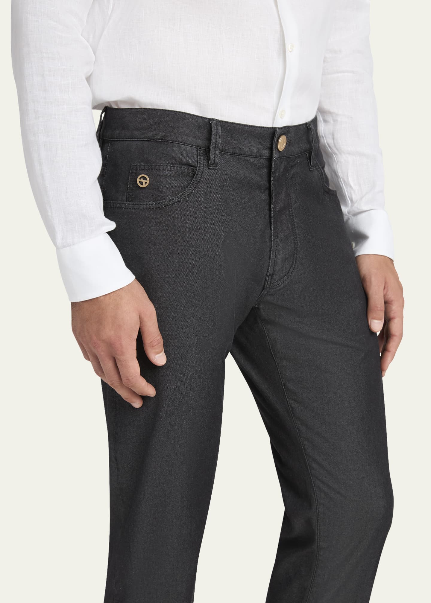 Giorgio Armani Men's Cotton-Silk 5-Pocket Pants Image 5 of 5