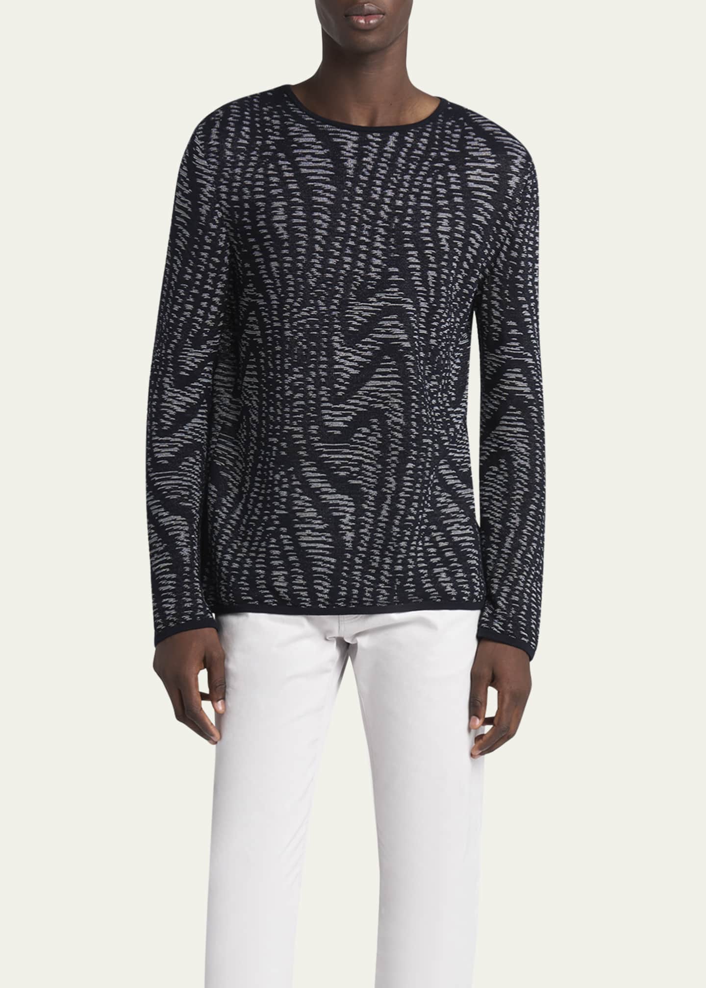 Giorgio Armani Men's Jacquard Swirl Crewneck Sweater Image 2 of 5