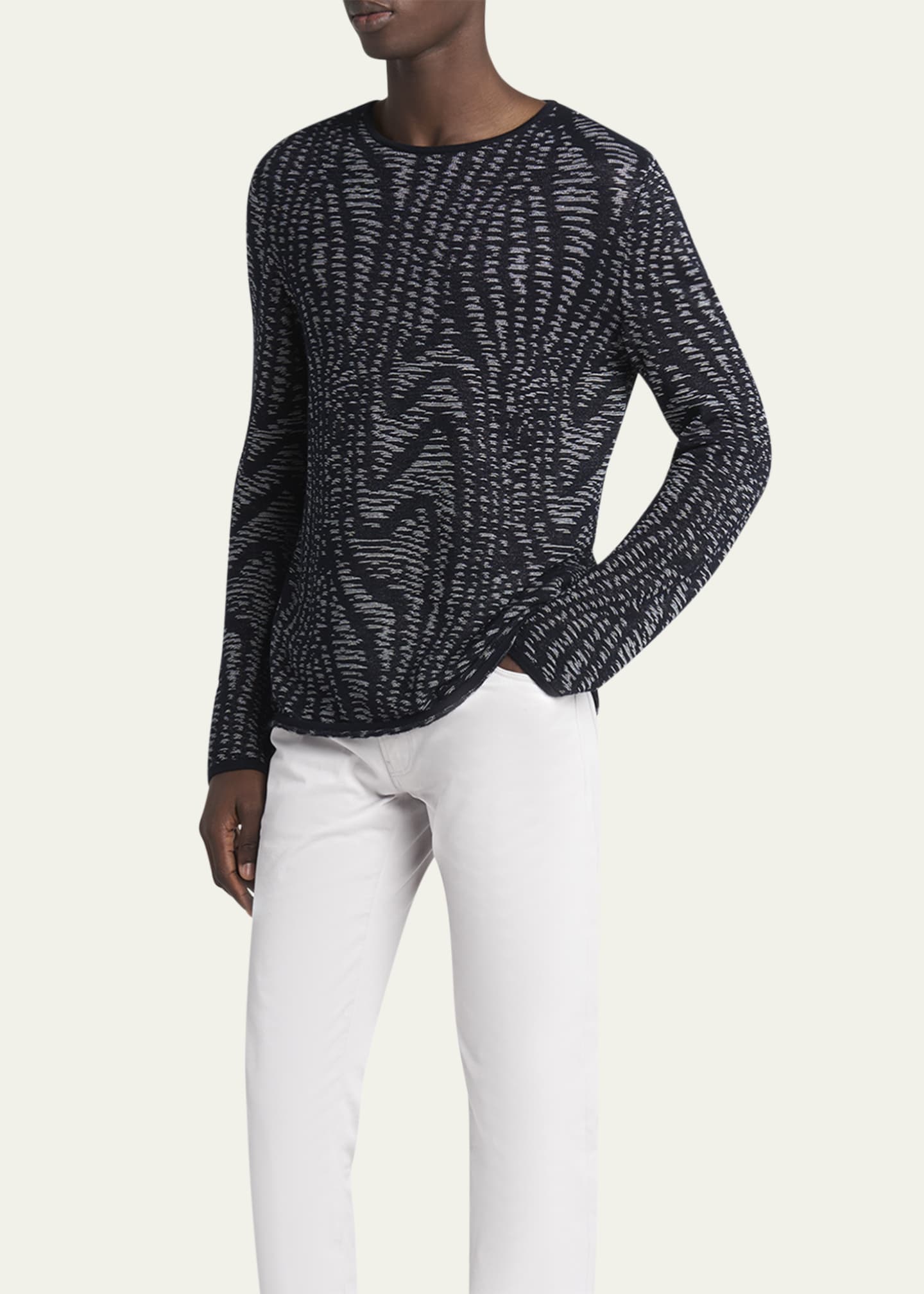 Giorgio Armani Men's Jacquard Swirl Crewneck Sweater Image 4 of 5