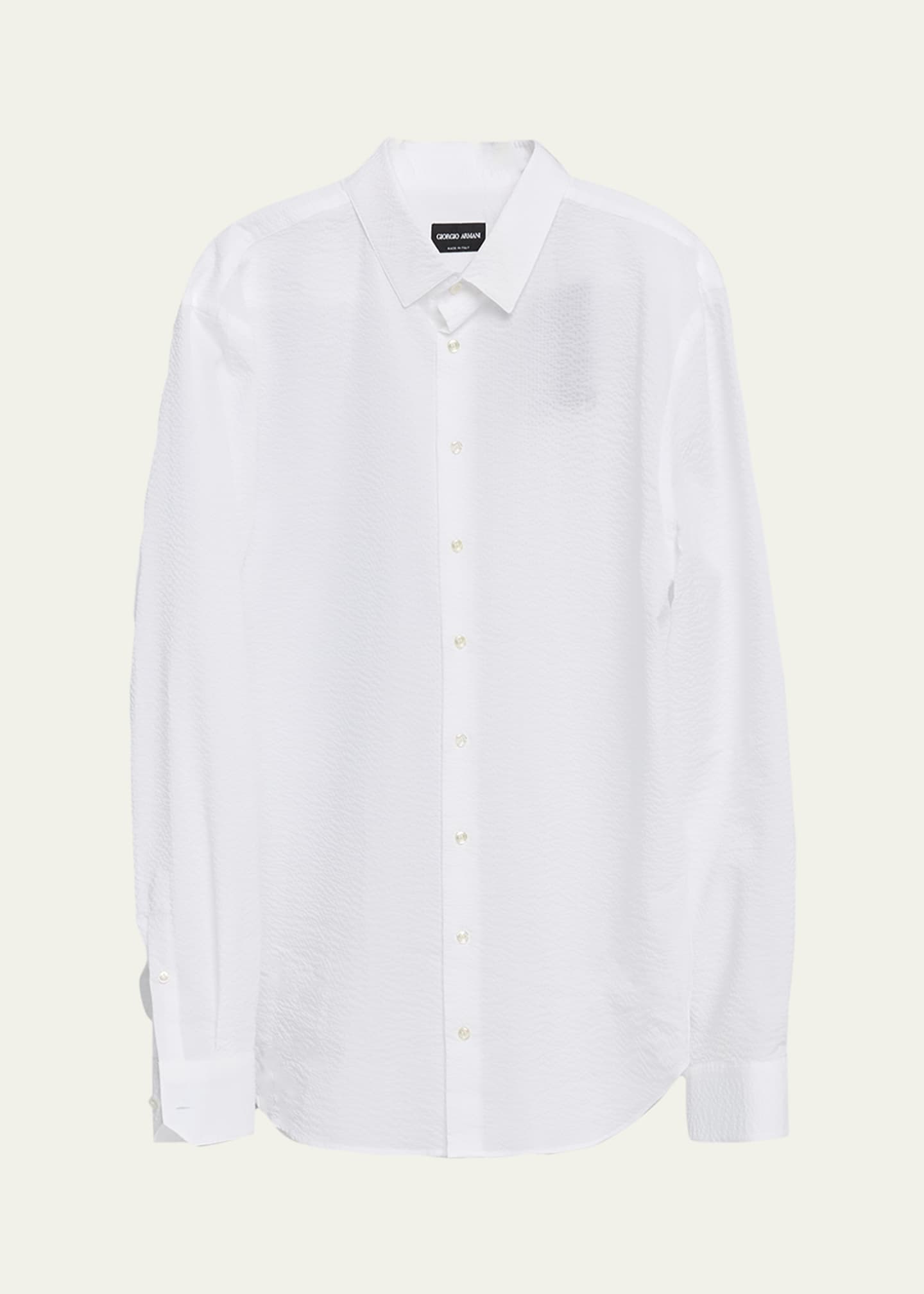 Giorgio Armani Men's Solid Seersucker Sport Shirt Image 1 of 5