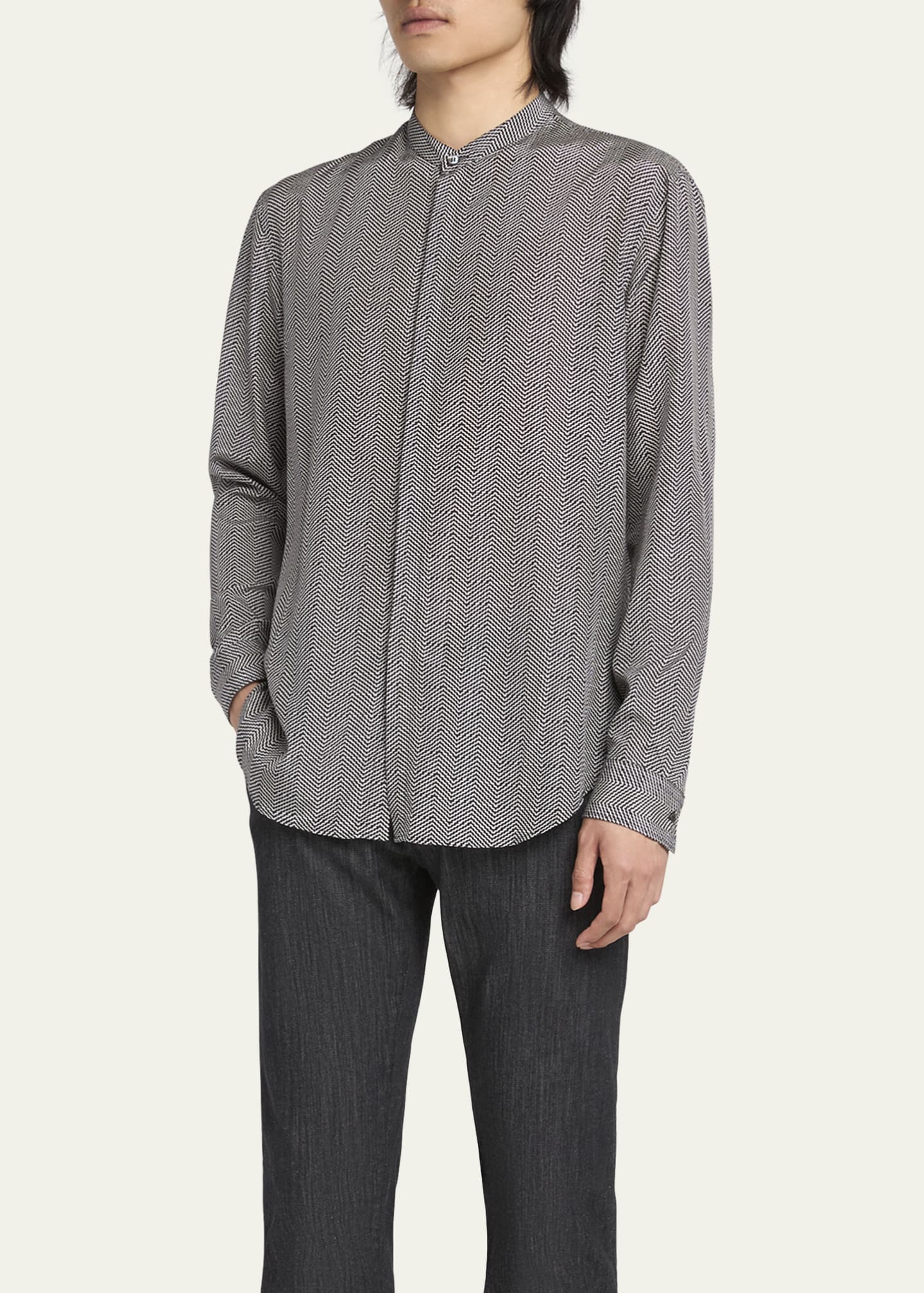 Giorgio Armani Men's Chevron Fantasy-Print Sport Shirt Image 4 of 5