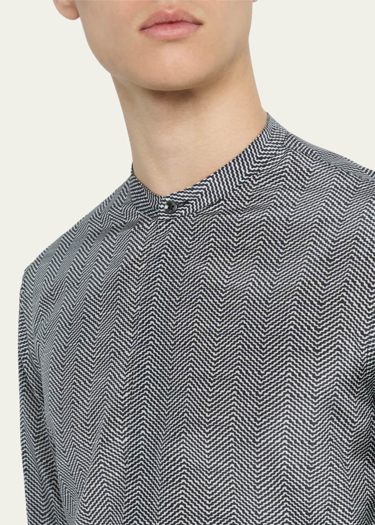 Giorgio Armani Men's Chevron Fantasy-Print Sport Shirt Image 5 of 5
