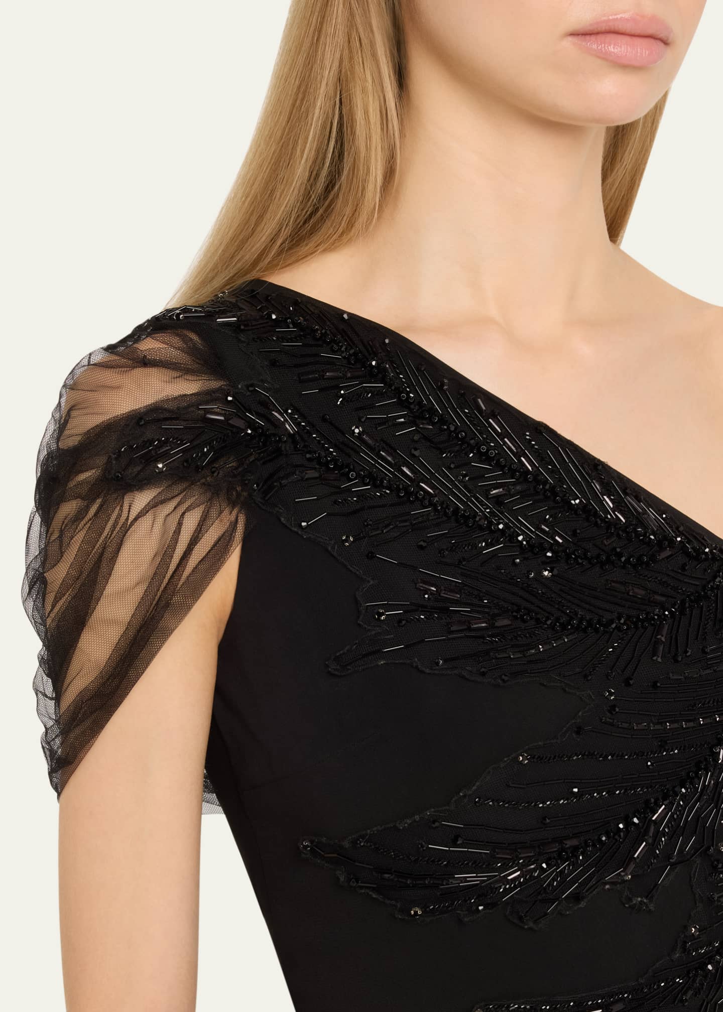 Atelier Prabal Gurung Imogen Beaded Tulle Draped Gown Image 5 of 5