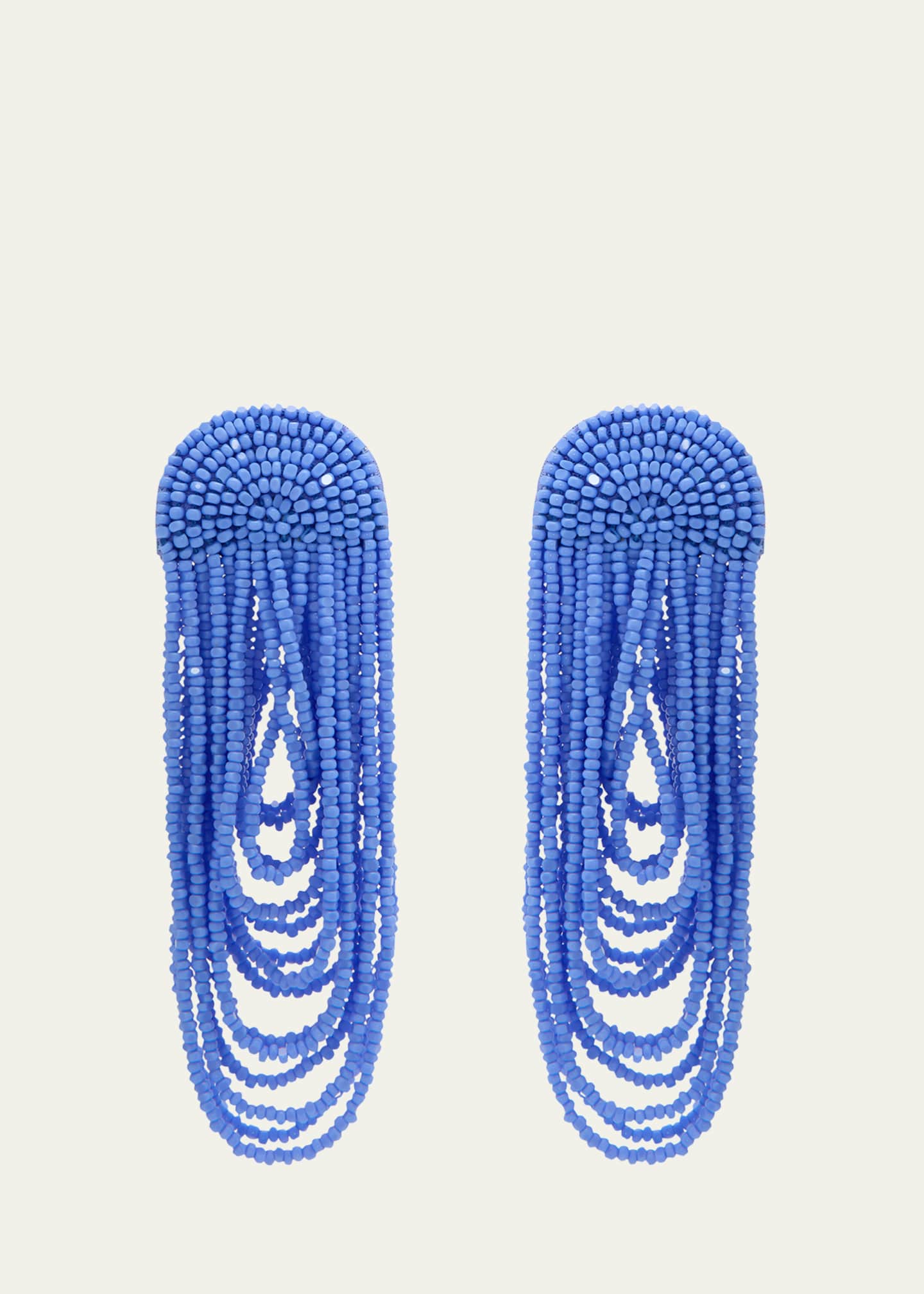 Oscar de la Renta Beaded Double Curtain Earrings