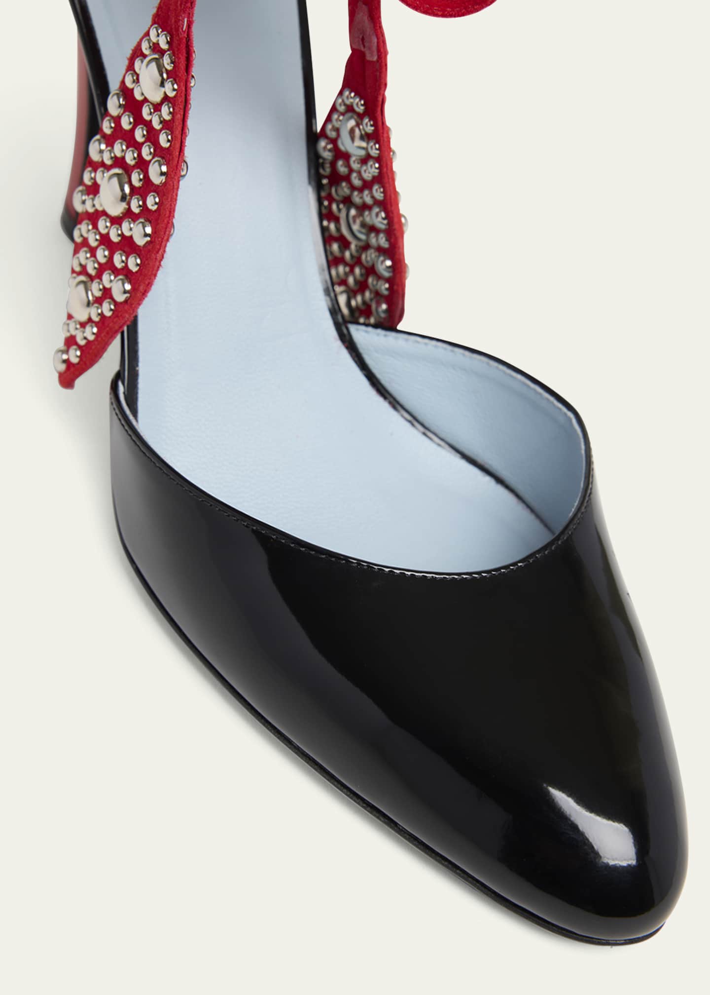 Valentino Garavani Bicolor Studded Mixed Leather Ankle-Wrap Pumps Image 5 of 6