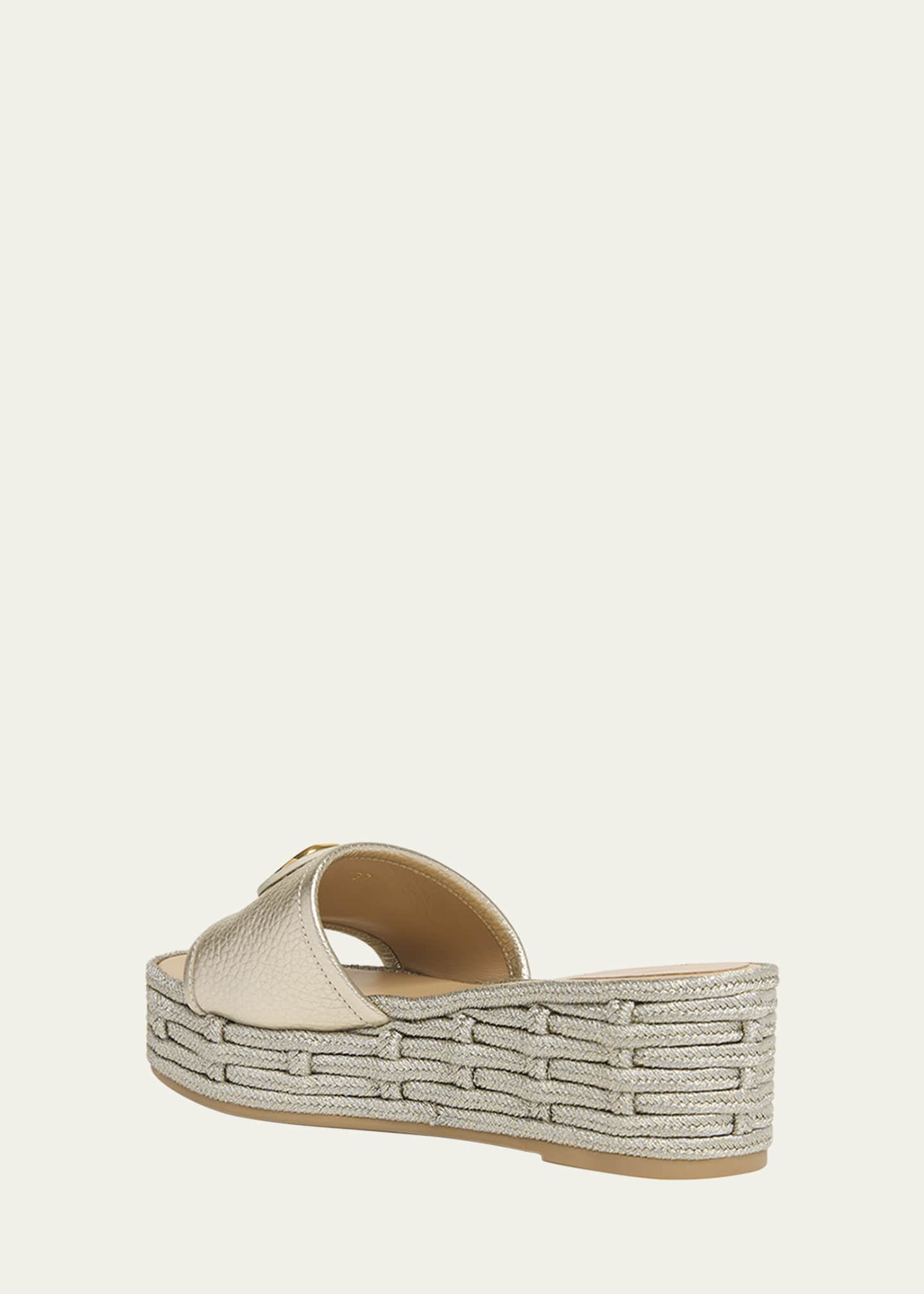 Valentino Garavani VLogo Metallic Medallion Platform Espadrilles Image 2 of 4