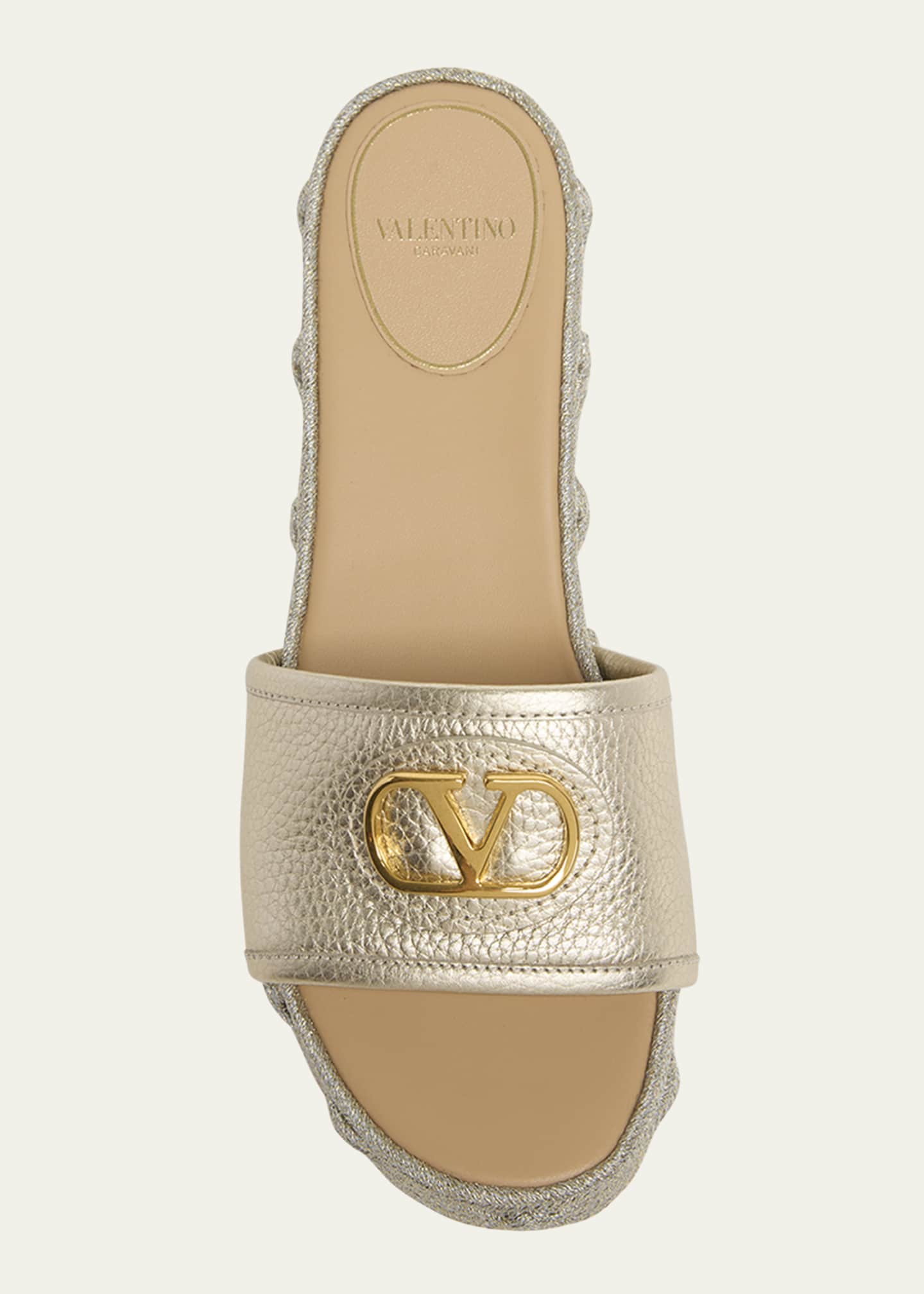 Valentino Garavani VLogo Metallic Medallion Platform Espadrilles Image 4 of 4
