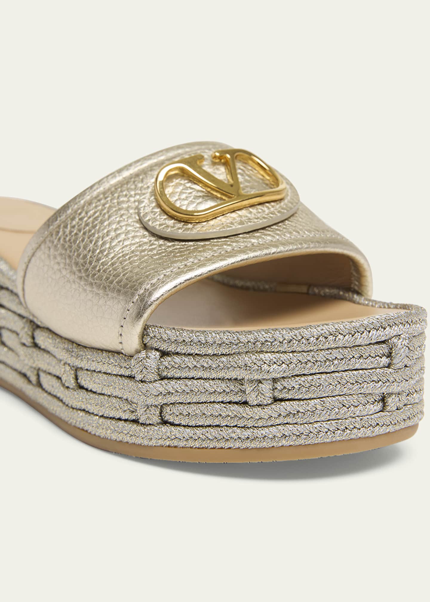Valentino Garavani VLogo Metallic Medallion Platform Espadrilles Image 3 of 4