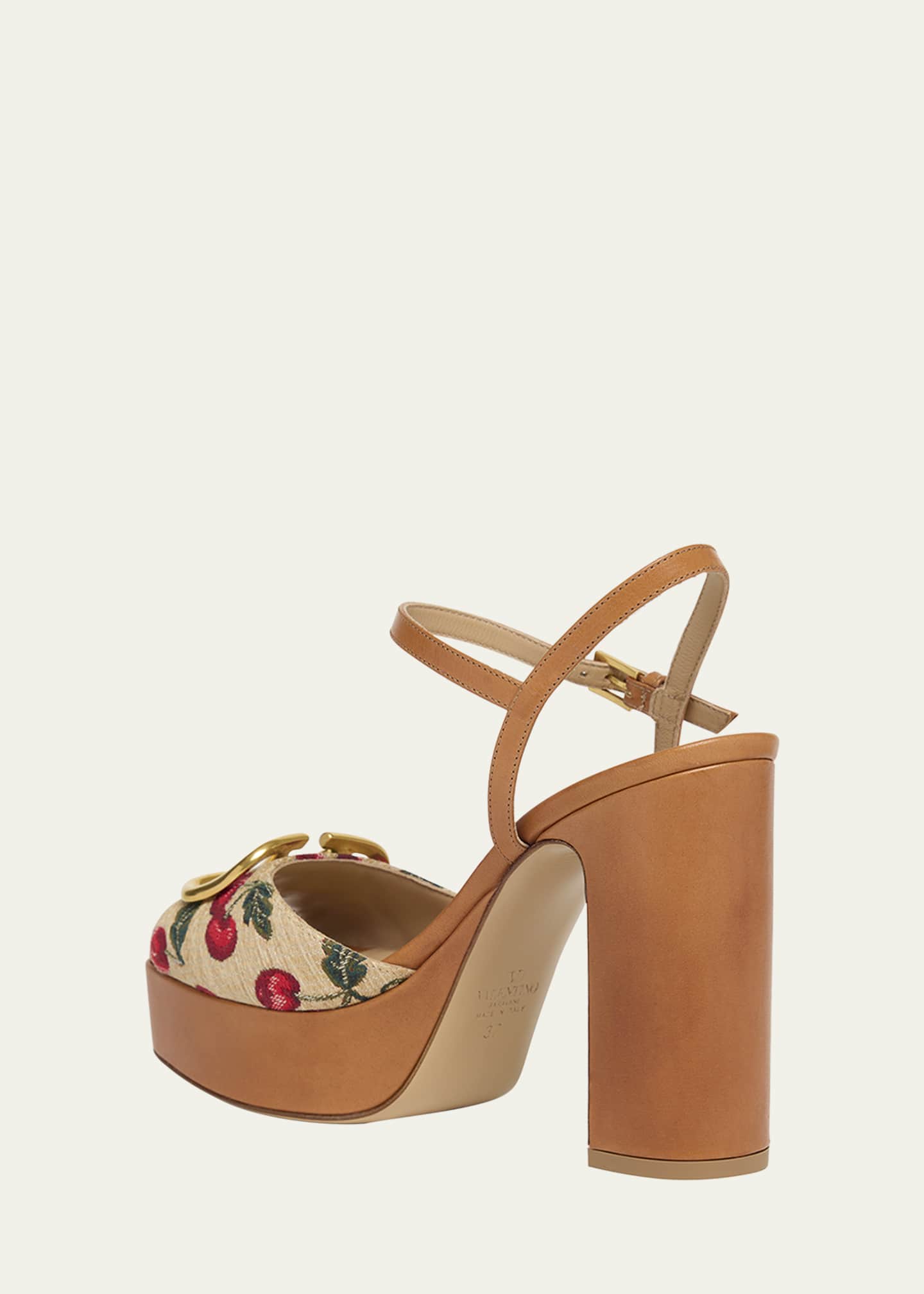 Valentino Garavani VLogo Cherry Ankle-Strap Platform Sandals Image 2 of 4