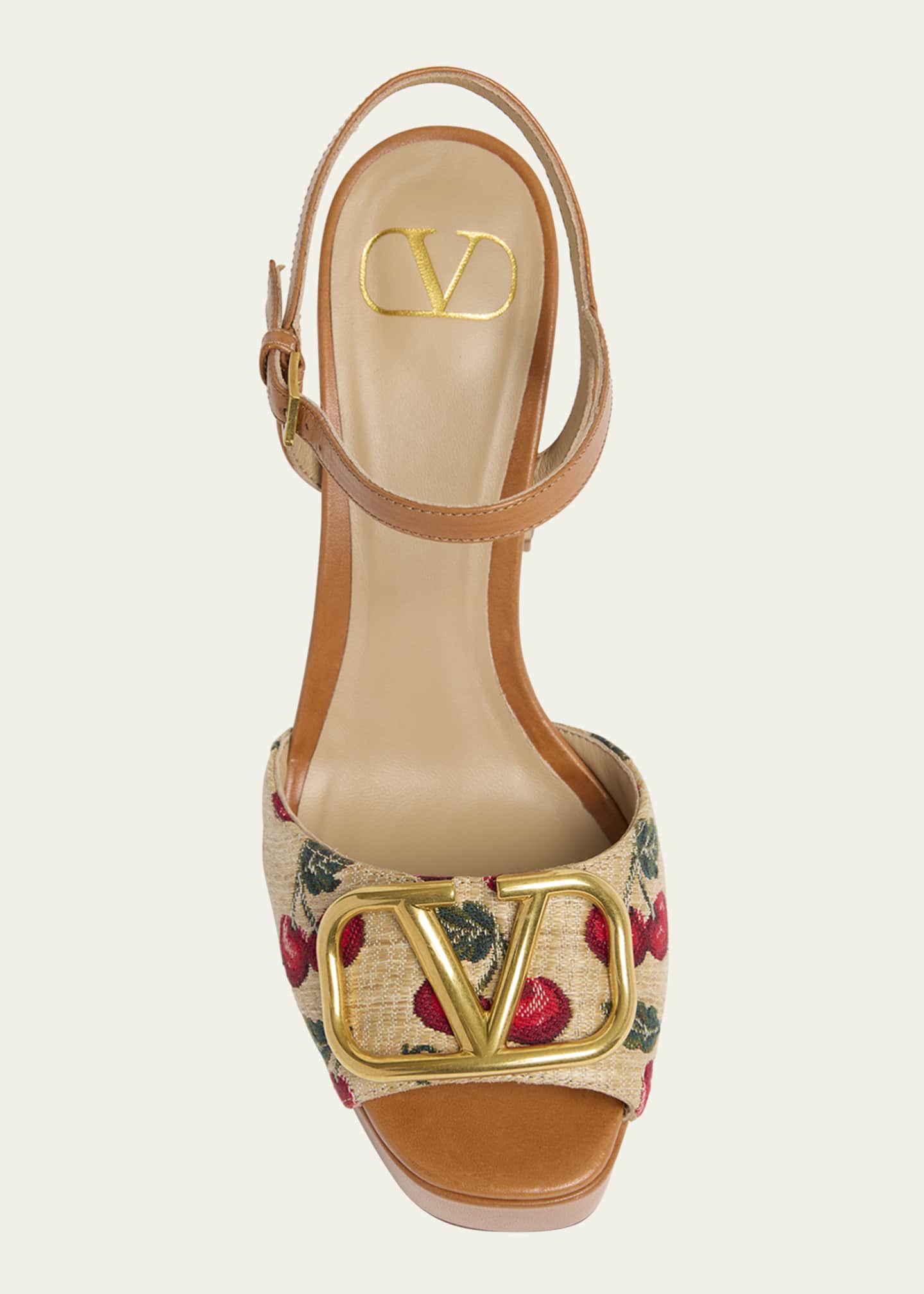 Valentino Garavani VLogo Cherry Ankle-Strap Platform Sandals Image 4 of 4