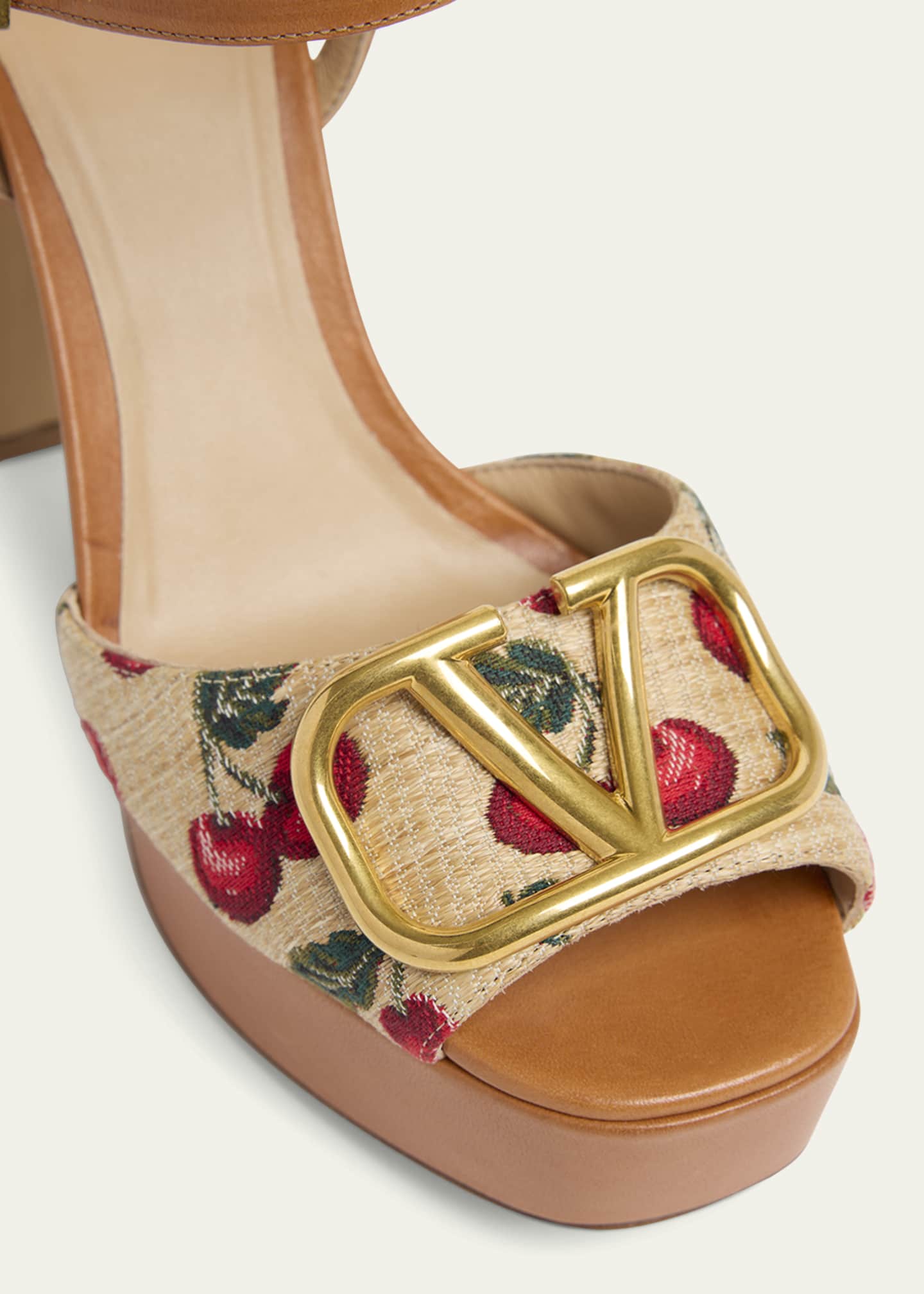 Valentino Garavani VLogo Cherry Ankle-Strap Platform Sandals Image 3 of 4