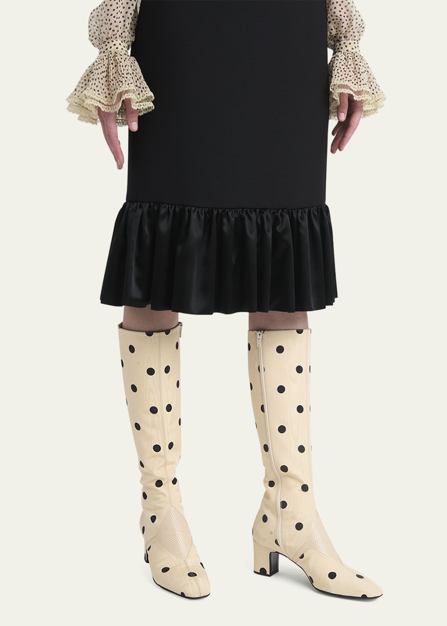 Valentino Garavani Equivoque Tall Polka Dot Boots Image 2 of 6