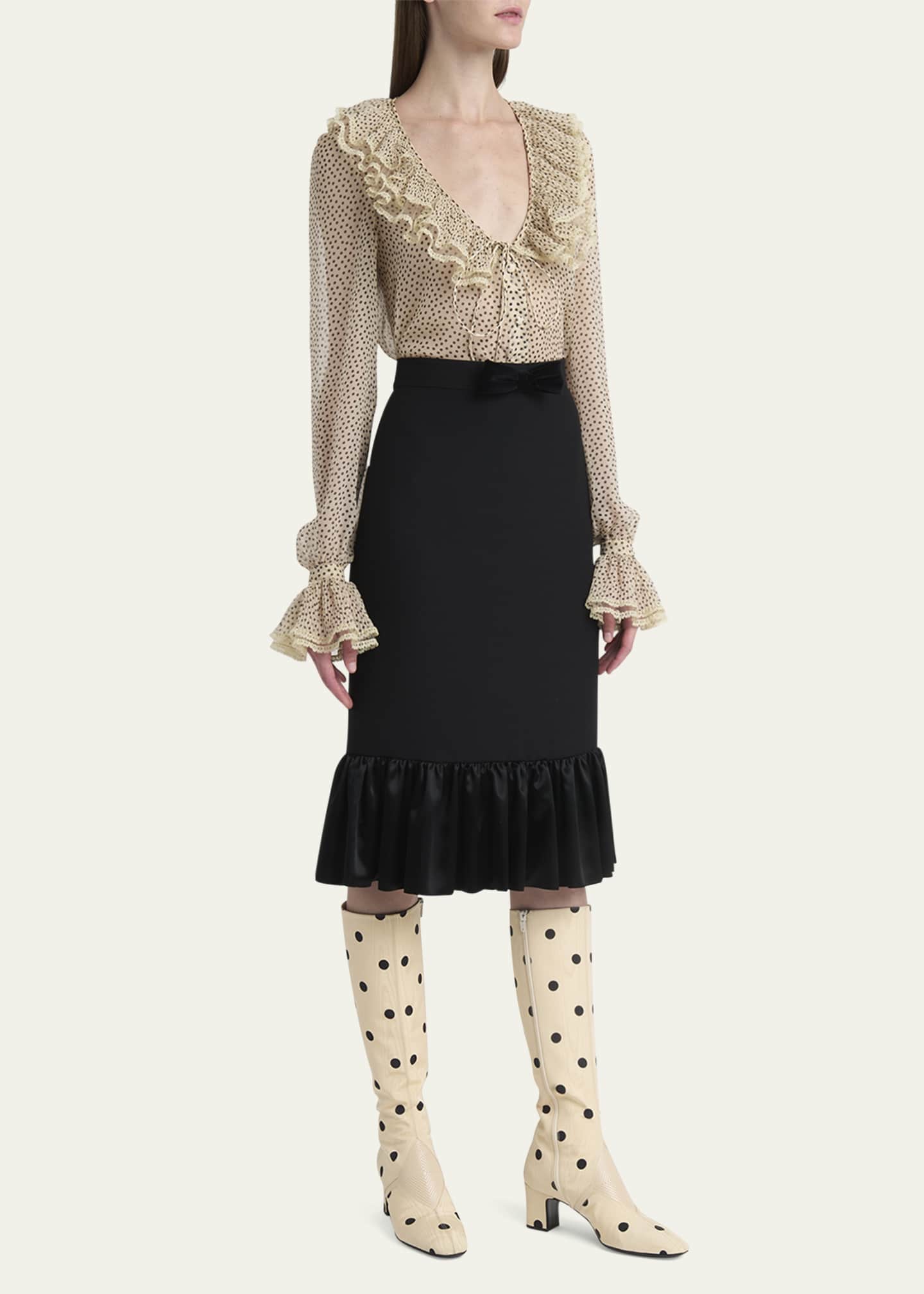 Valentino Garavani Equivoque Tall Polka Dot Boots Image 3 of 6