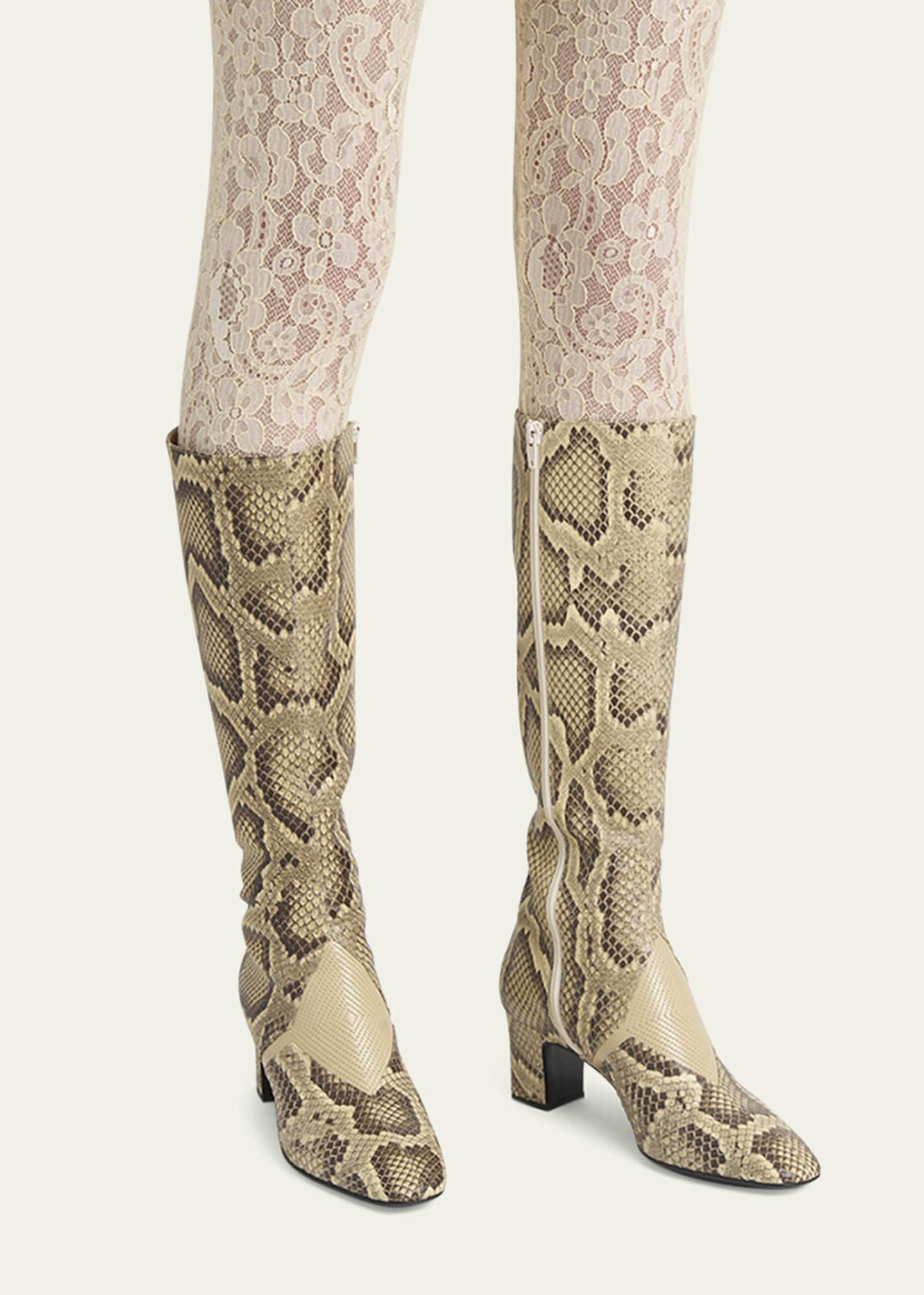 Valentino Garavani Equivoque Tall Snake-Embossed Boots Image 2 of 6