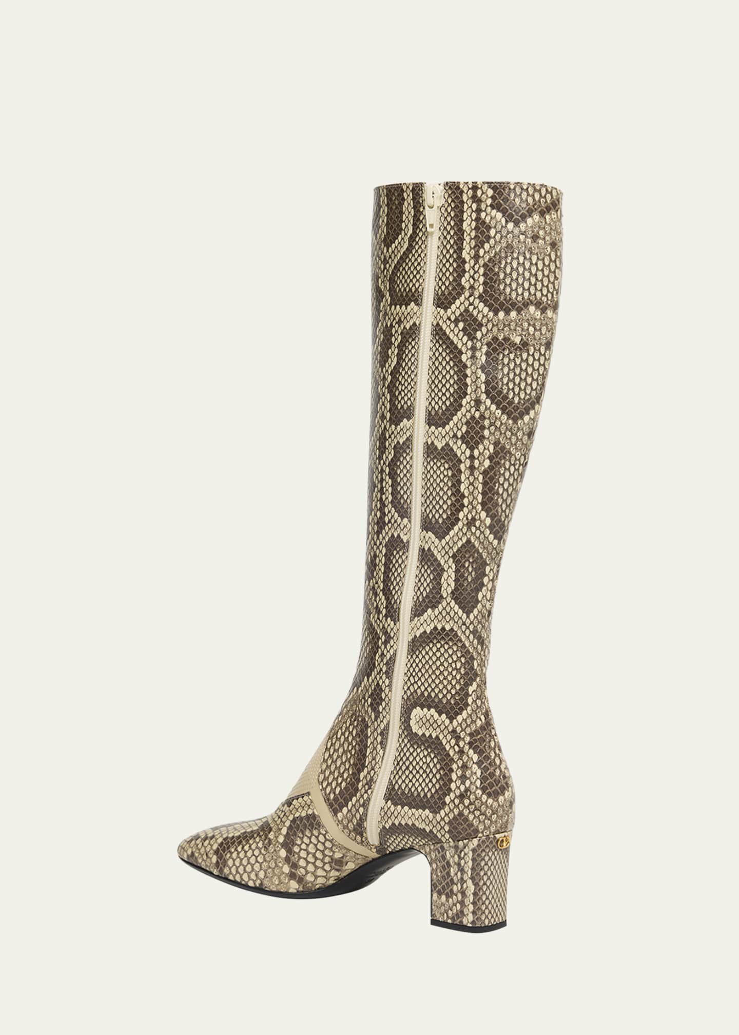 Valentino Garavani Equivoque Tall Snake-Embossed Boots Image 4 of 6