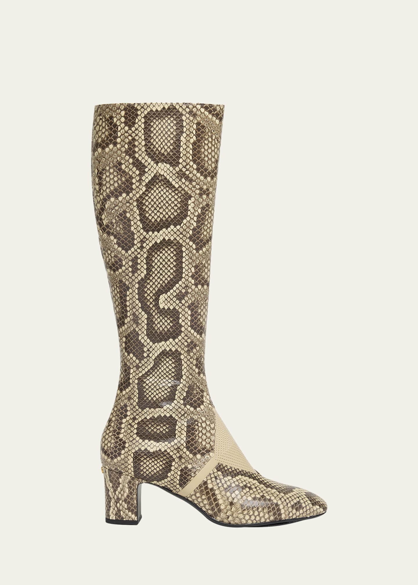 Valentino Garavani Equivoque Tall Snake-Embossed Boots Image 1 of 6