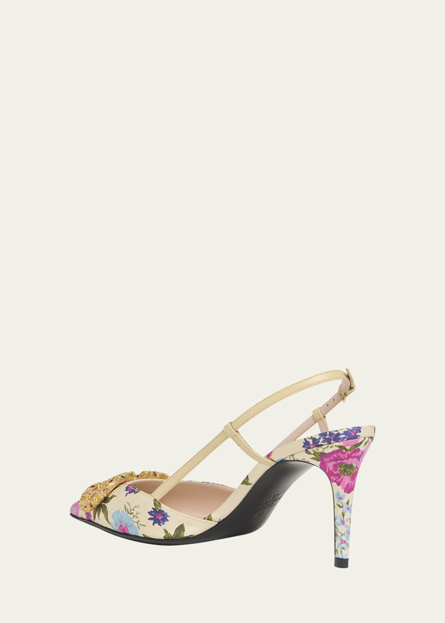 Valentino Garavani VLOGO Pointed Floral Satin Pumps Image 2 of 4