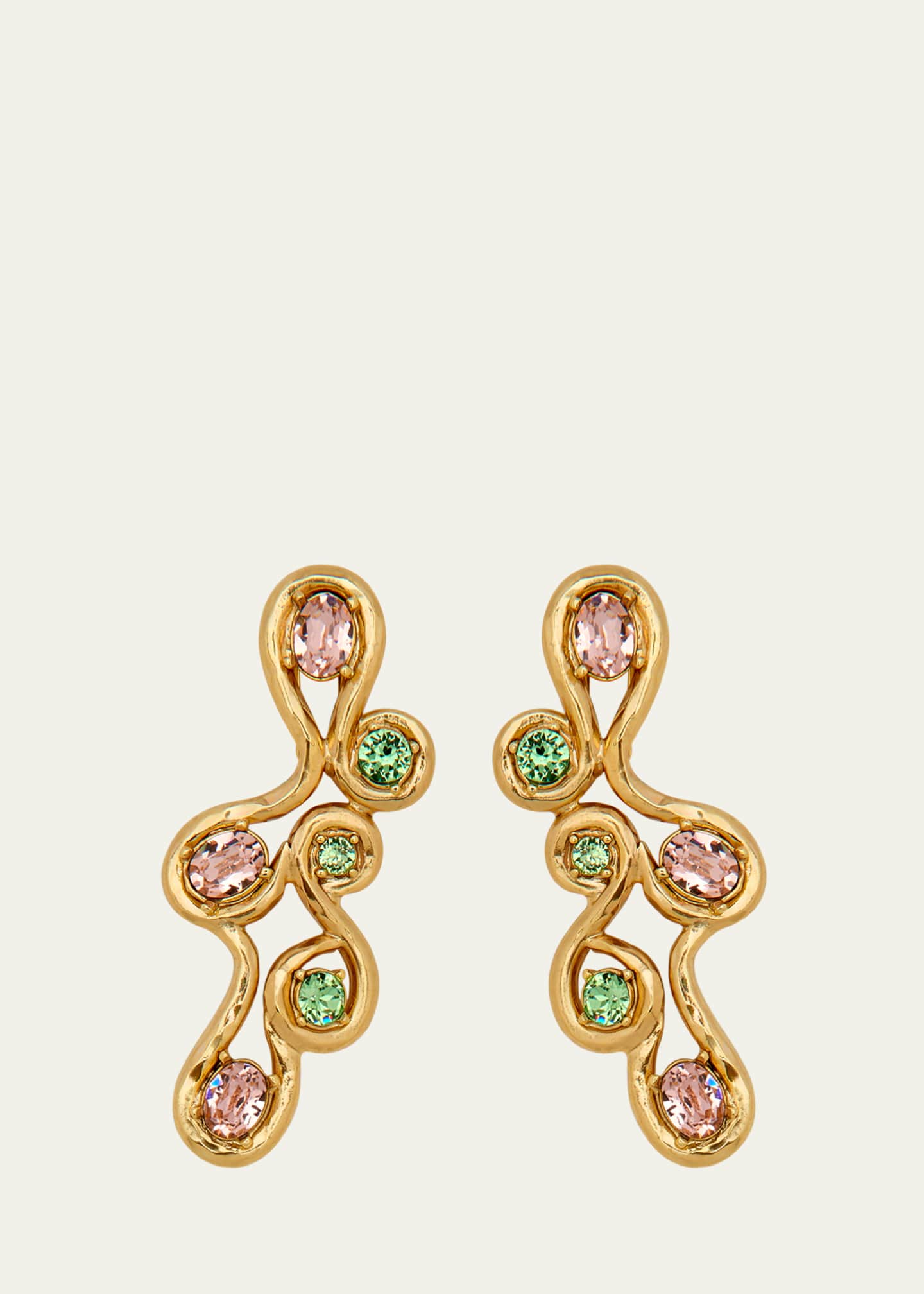 Oscar de la Renta Round Crystal Scrambled Earrings